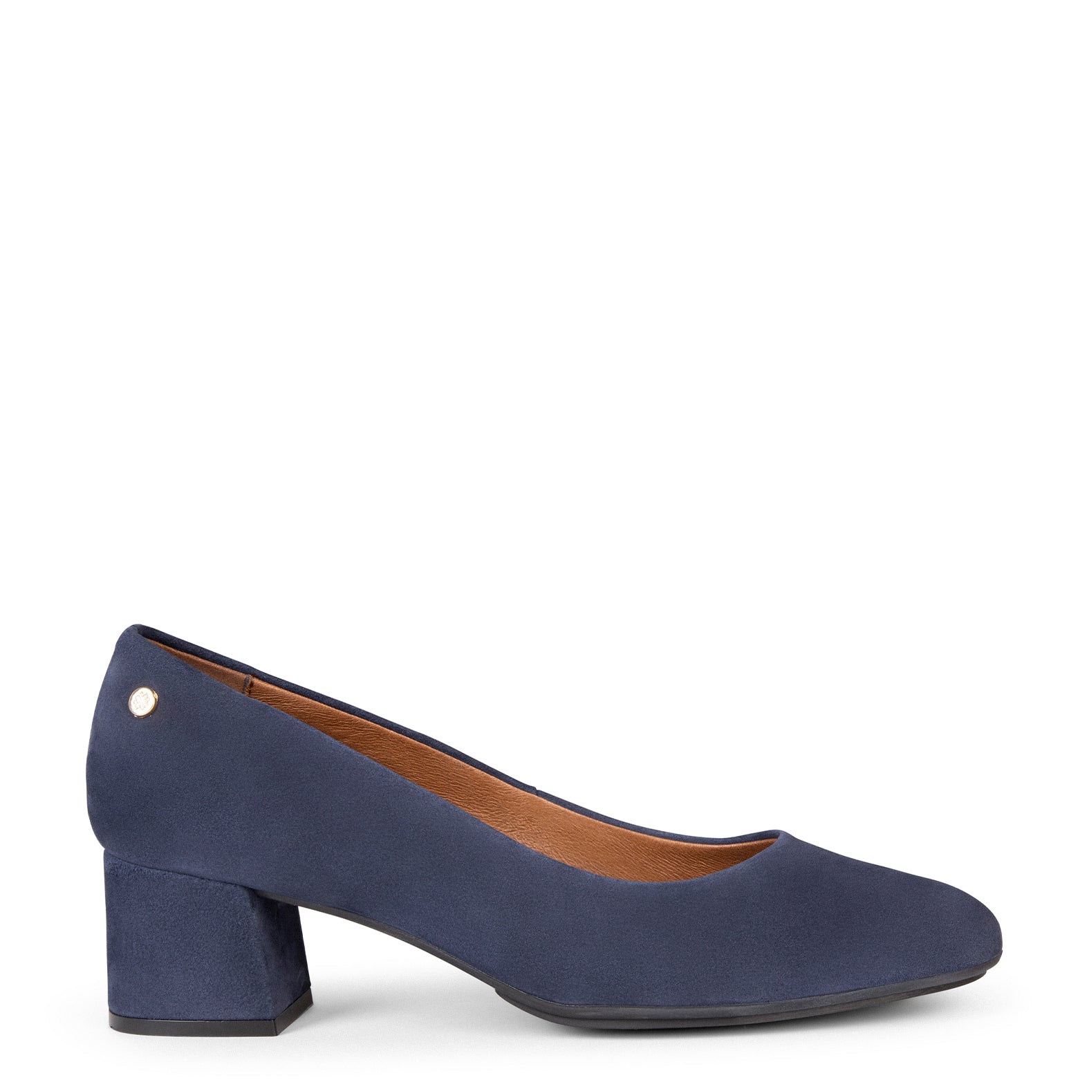 URBAN ROUND – NAVY suede leather low heels