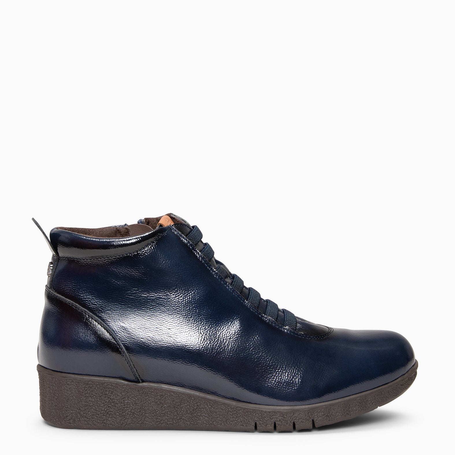 FLEXY - Zapatillas de charol MARINO abotinadas