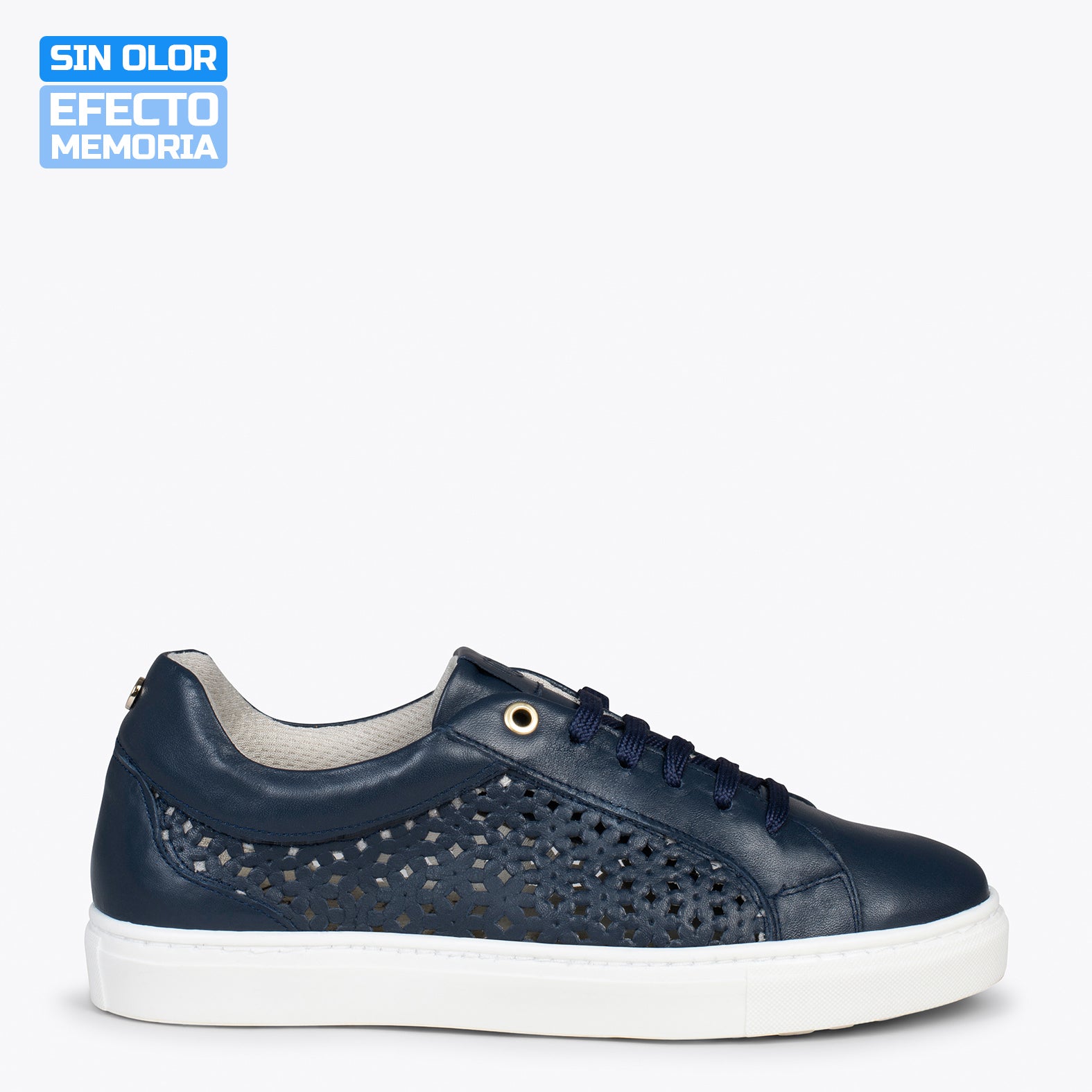 BREATHE – NAVY nappa sneakers with dye-cutting design