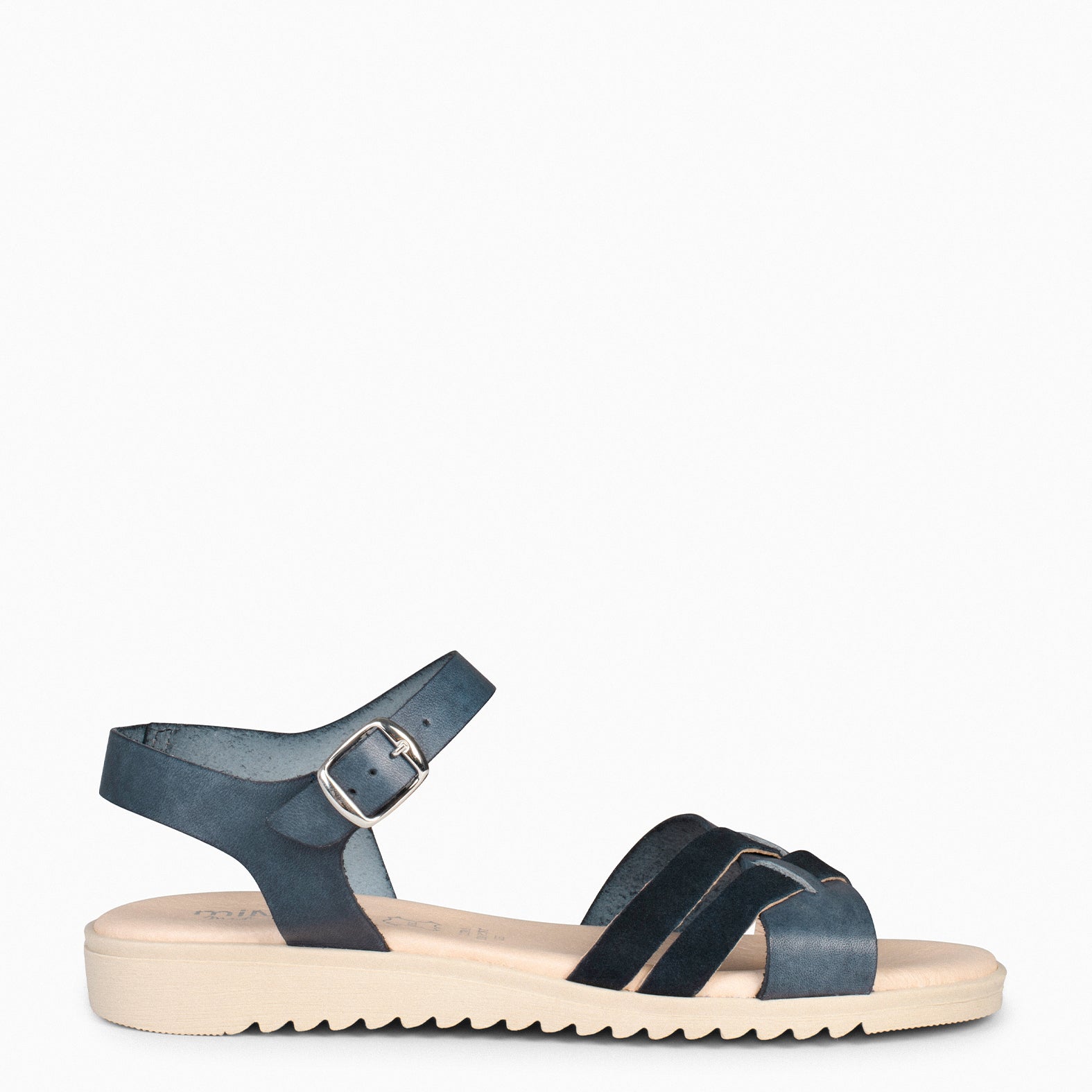FRESH – NAVY low wedge leather sandals