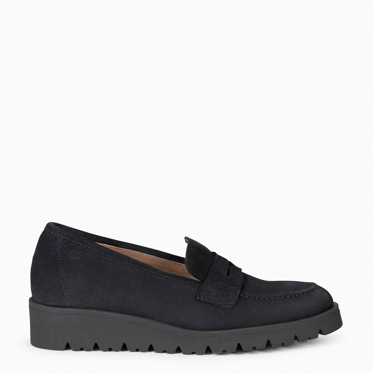 DAFNE - Mocasines de cuña de piel MARINO