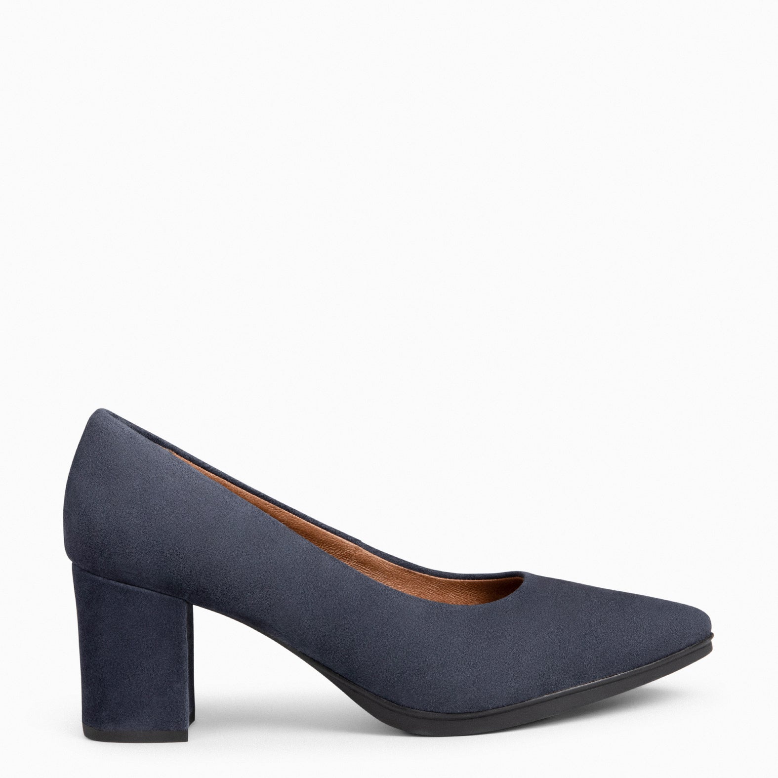URBAN S – Sapatos de salto médio em camurça AZUL-MARINHO