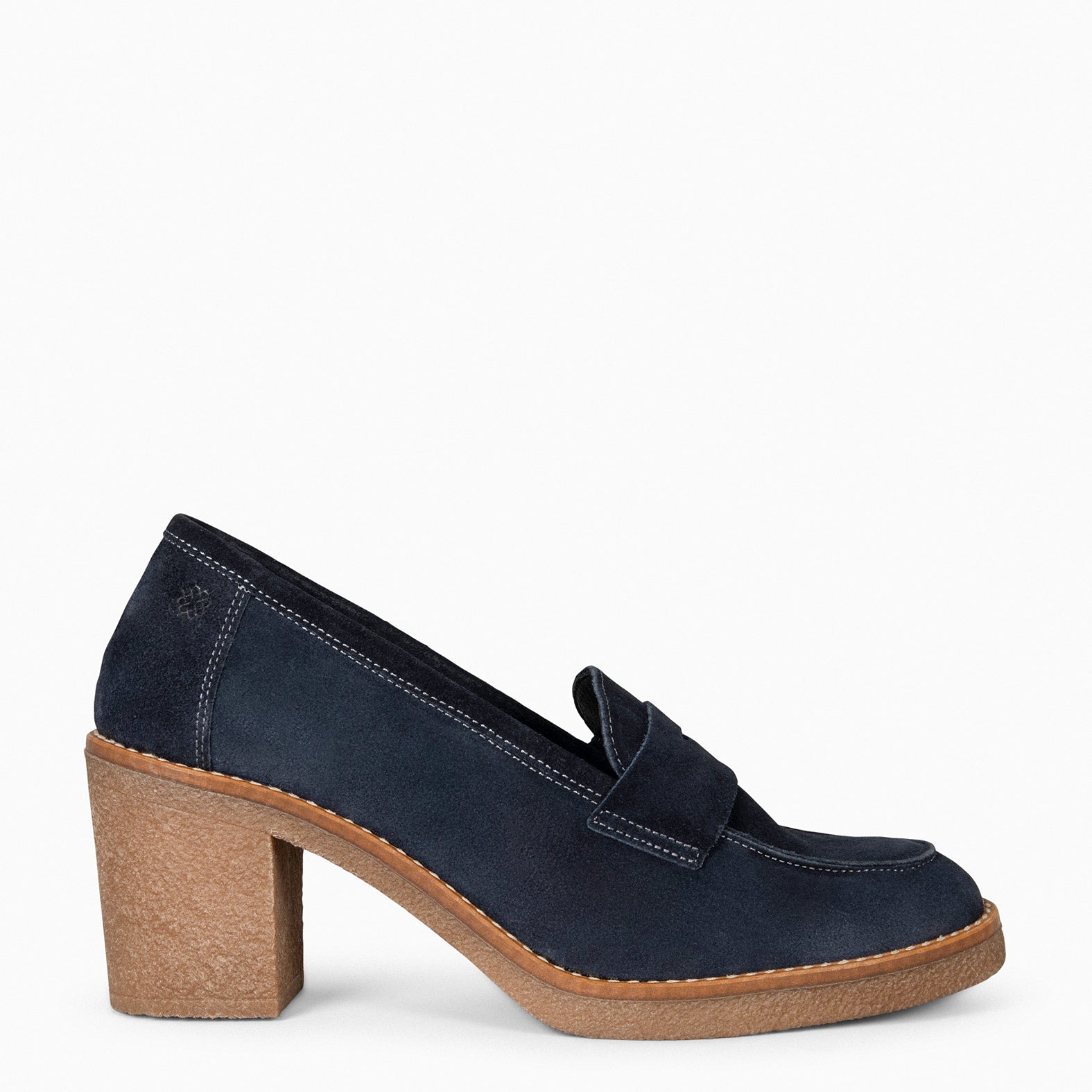 MOKKA – NAVY Mid Heel Moccasins