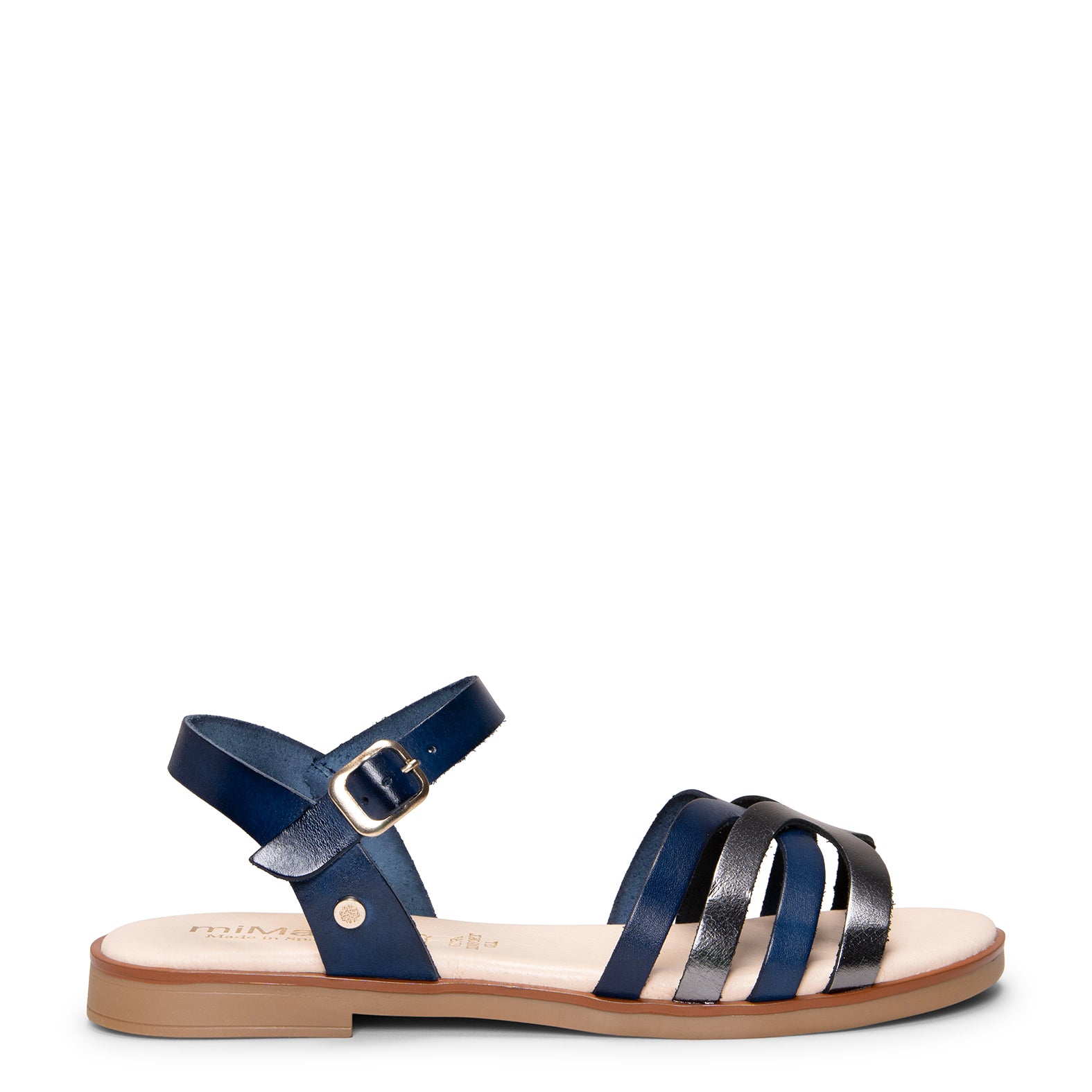BELINDA - navy flat sandal leather