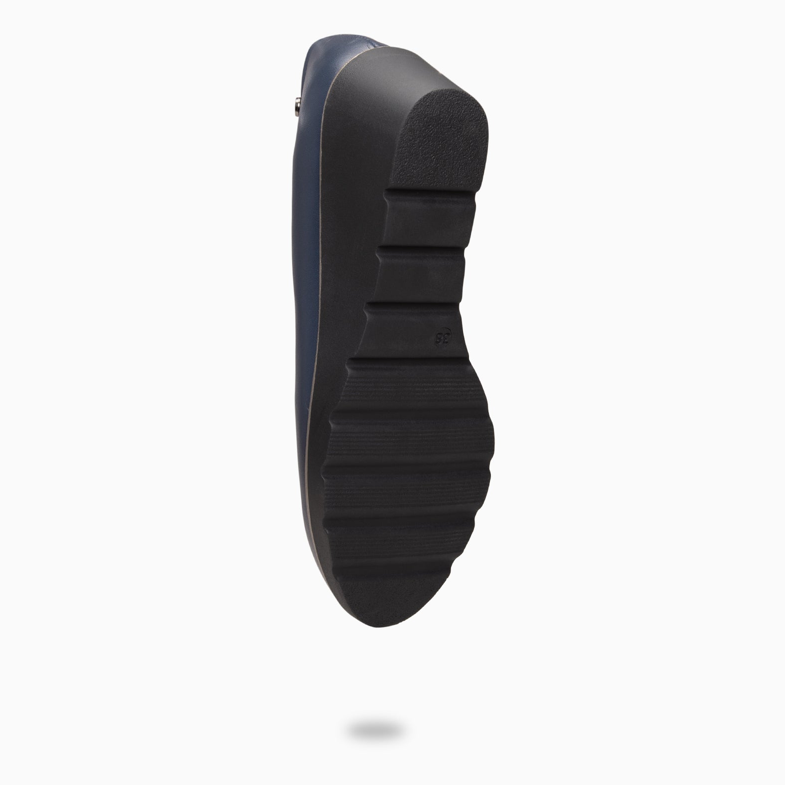 IVY - Ballerines à talon compensé en cuir BLEU MARINE