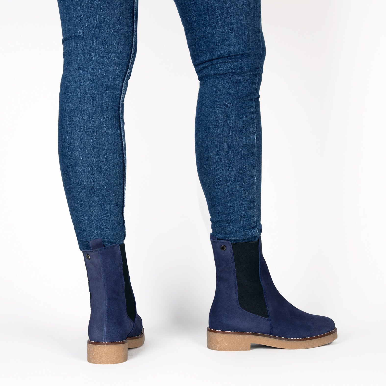 PORTLAND - Bottines Chelsea en daim hydrofuge BLEU MARINE