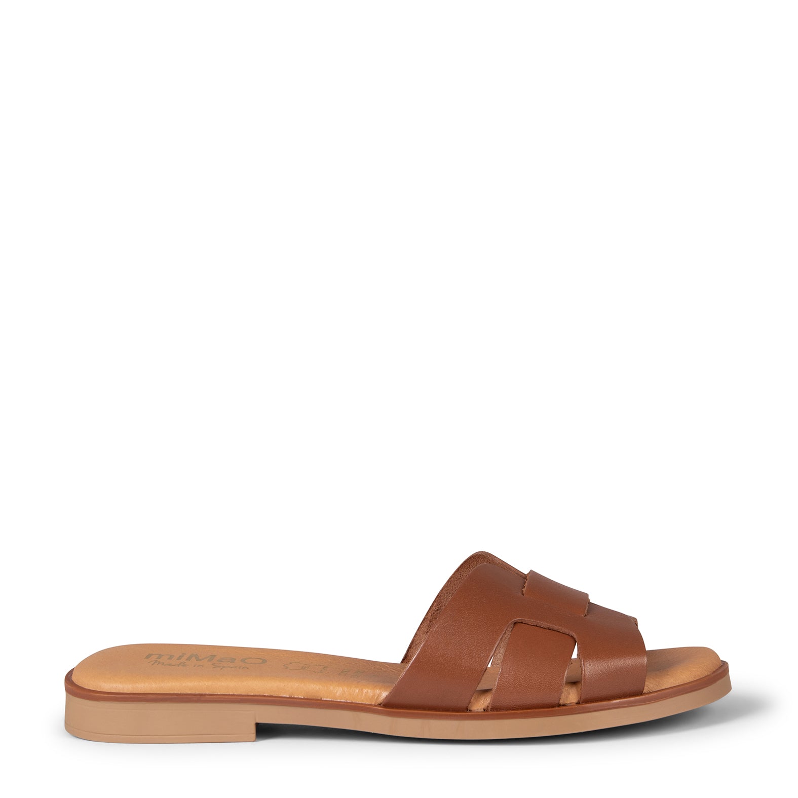 SIWA - Claquettes en cuir CAMEL