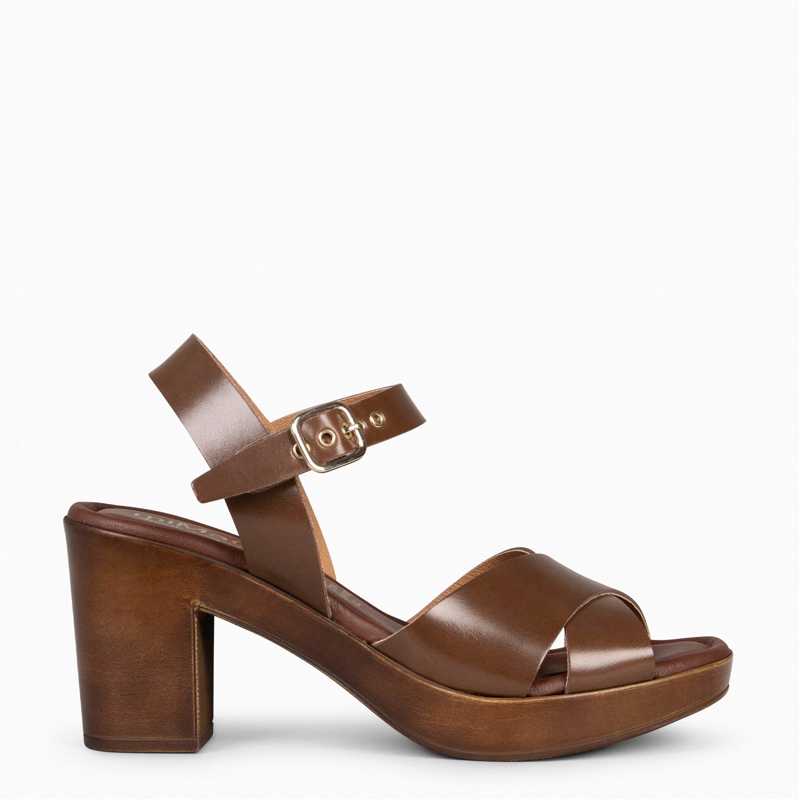 TAVIRA – BROWN wide-heeled sandal