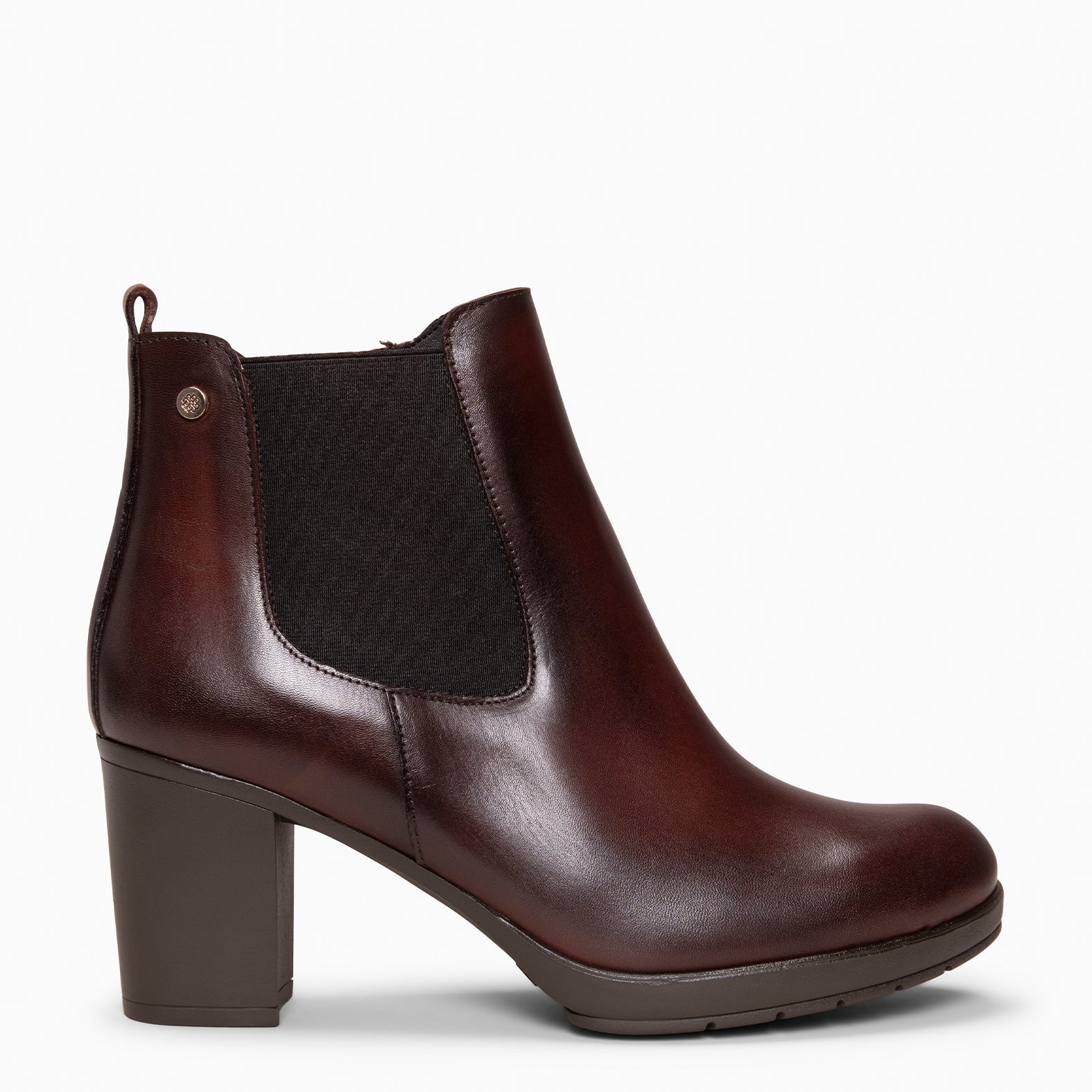 SABRINA – Botin de tacón alto con elástico lateral MARRON