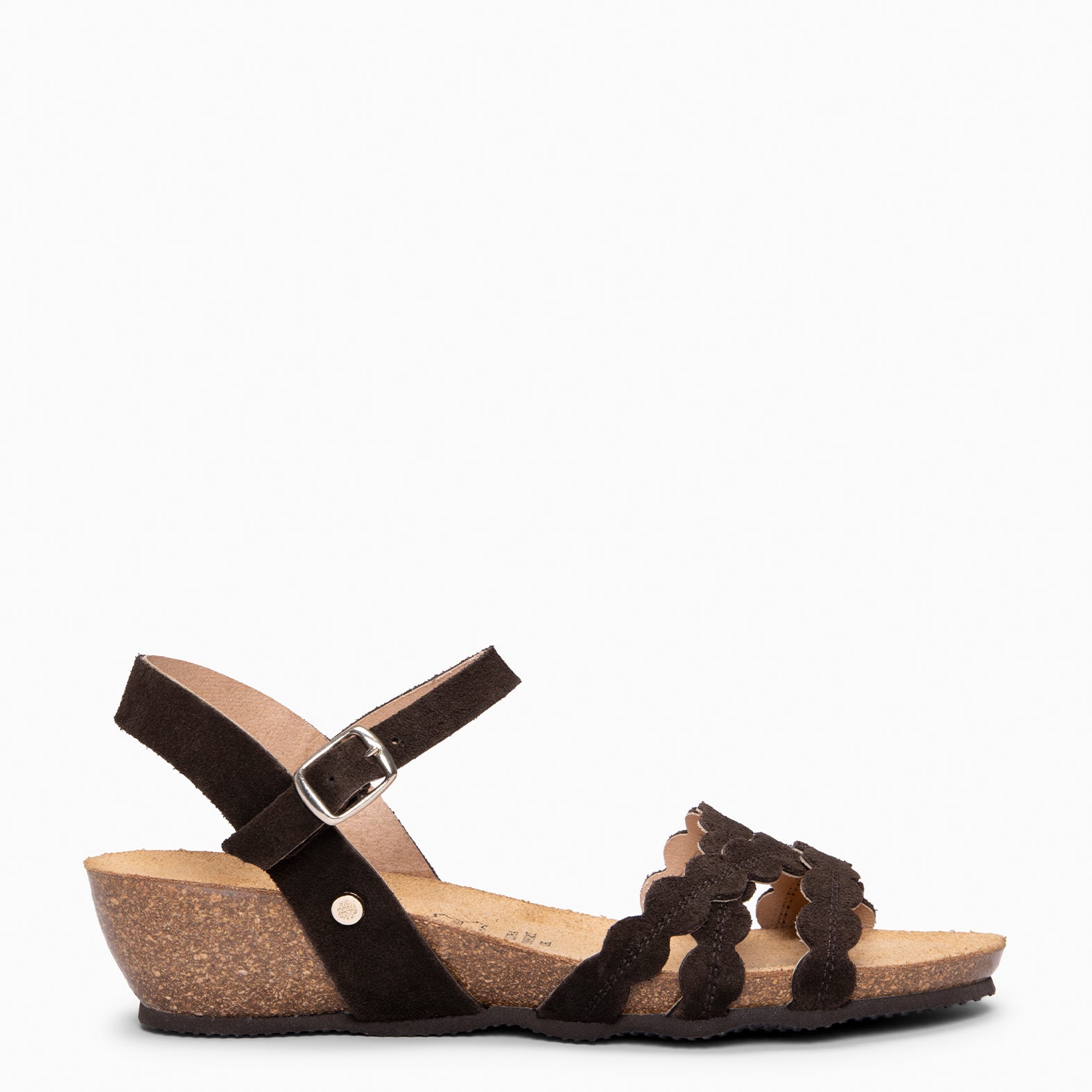 MALTA - Sandales à talon compensé en liège MARRON