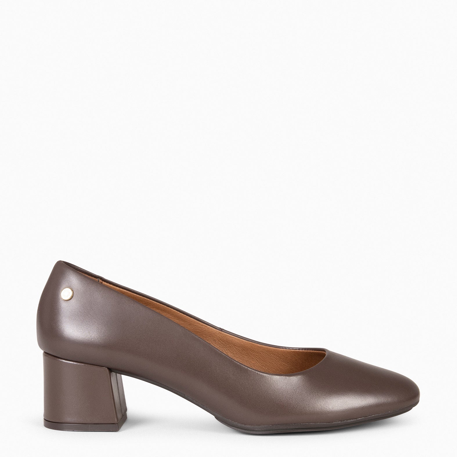 URBAN ROUND – BROWN nappa leather low heels