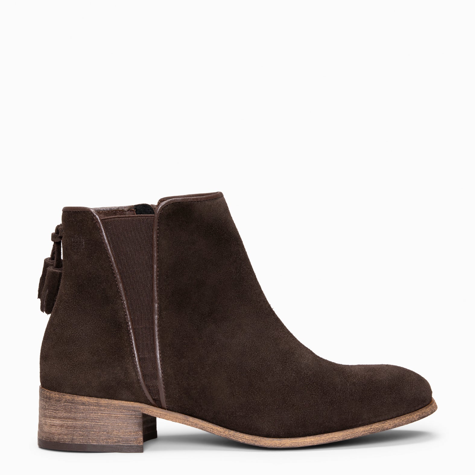 LEIRE - Botines Chelsea de serraje hidrófugo MARRON