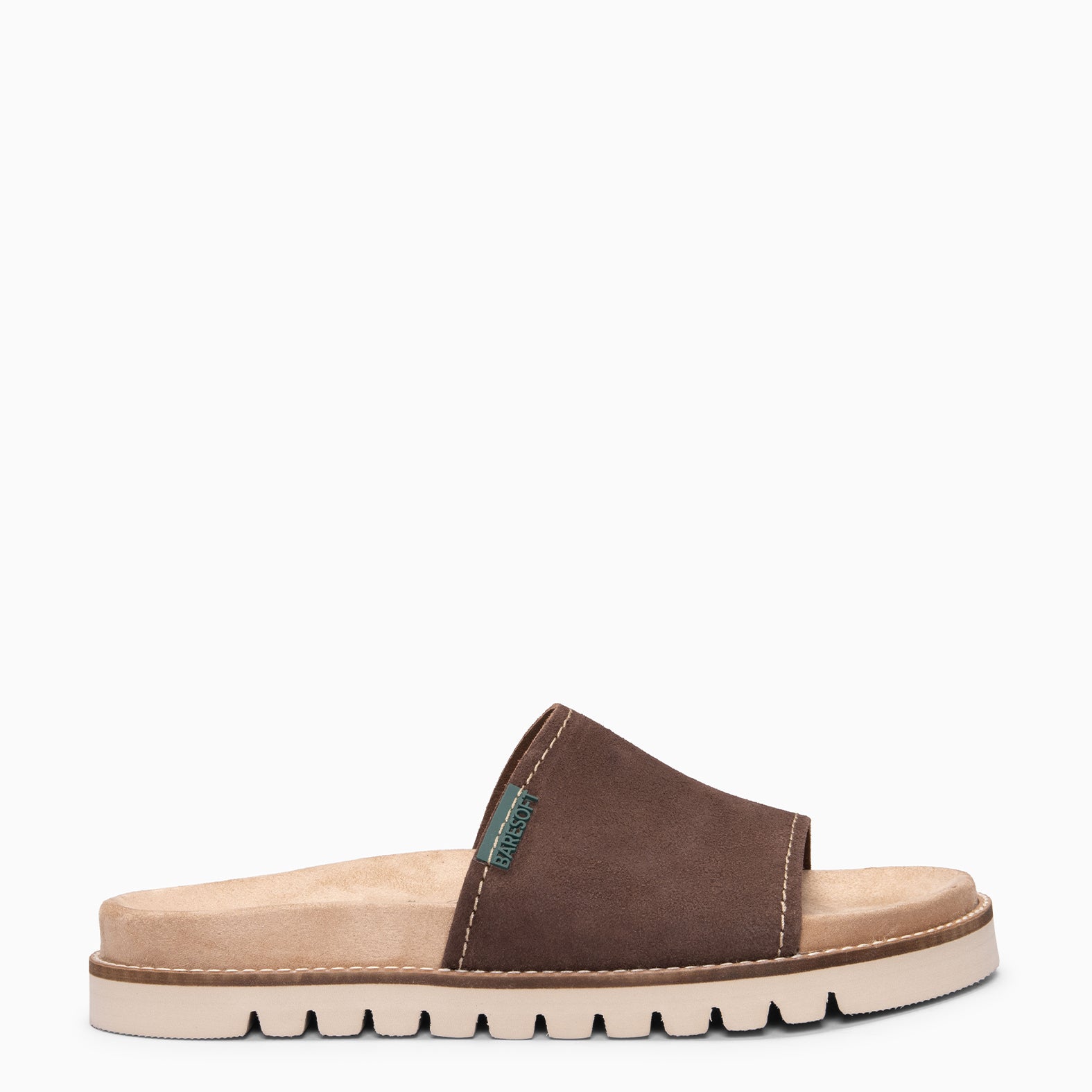 CUBA - Sandalias tipo pala de serraje MARRON