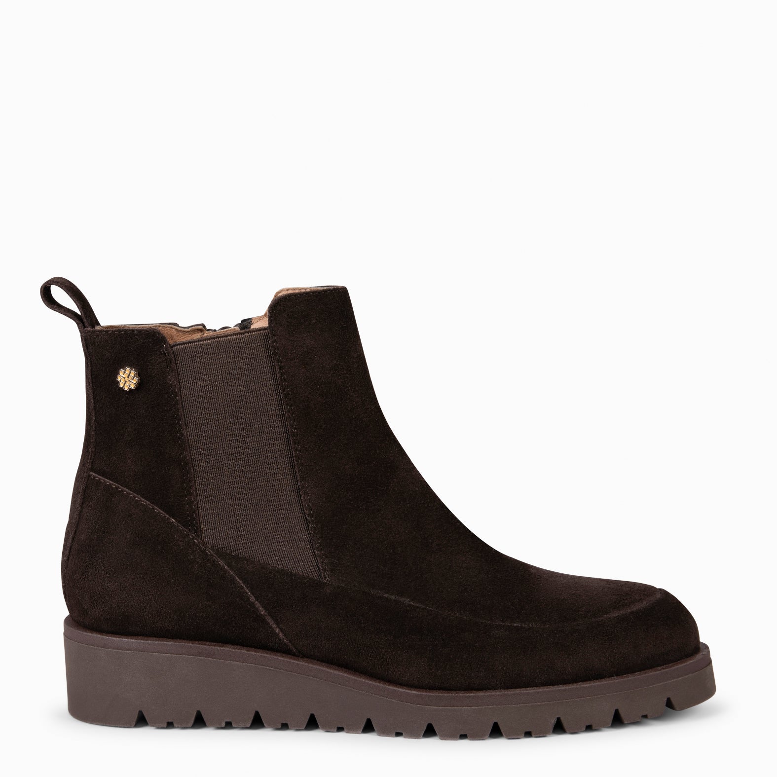 BRISTOL - Botines de ante con cuña MARRON