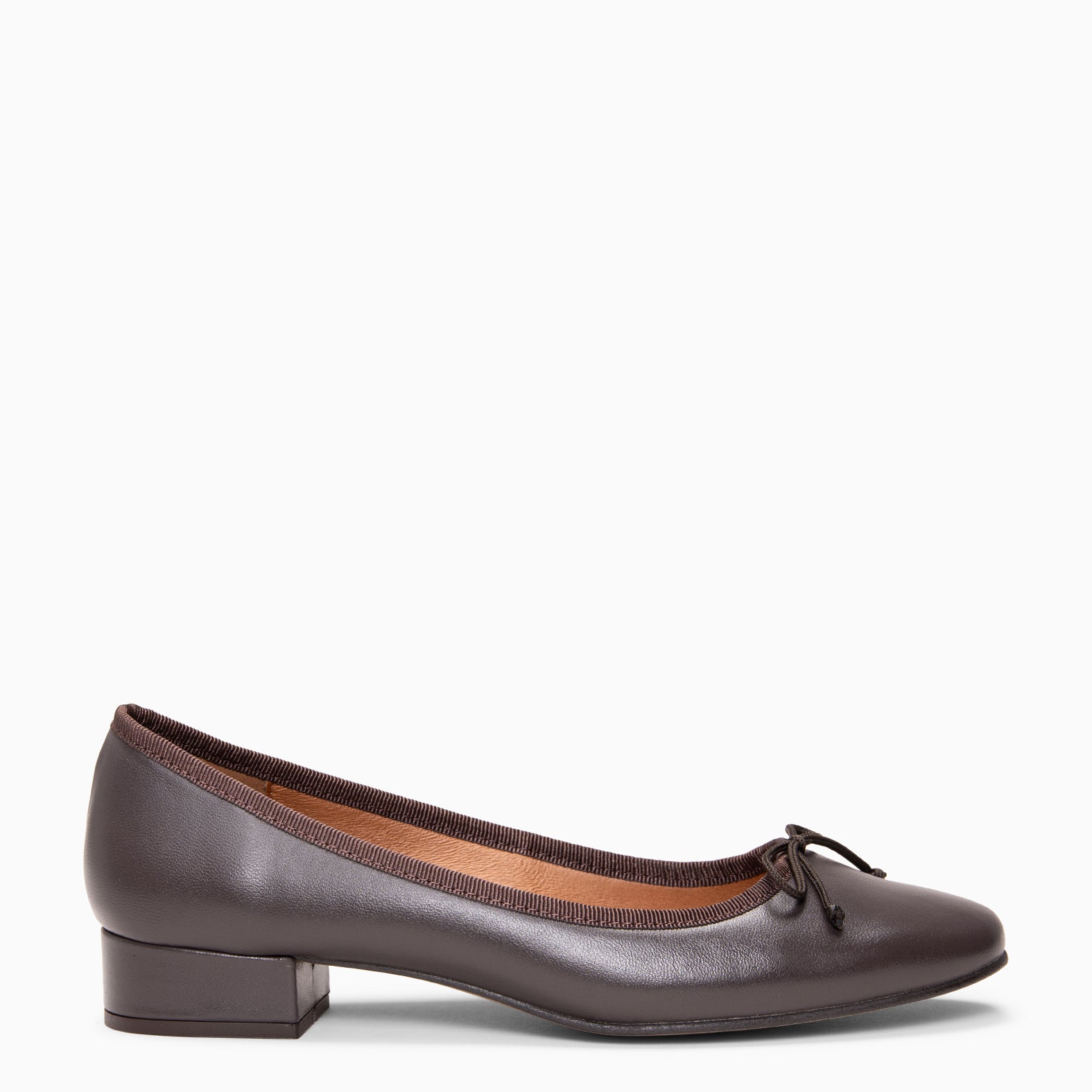 ALEXA - Ballerines à petit talon en cuir MARRON