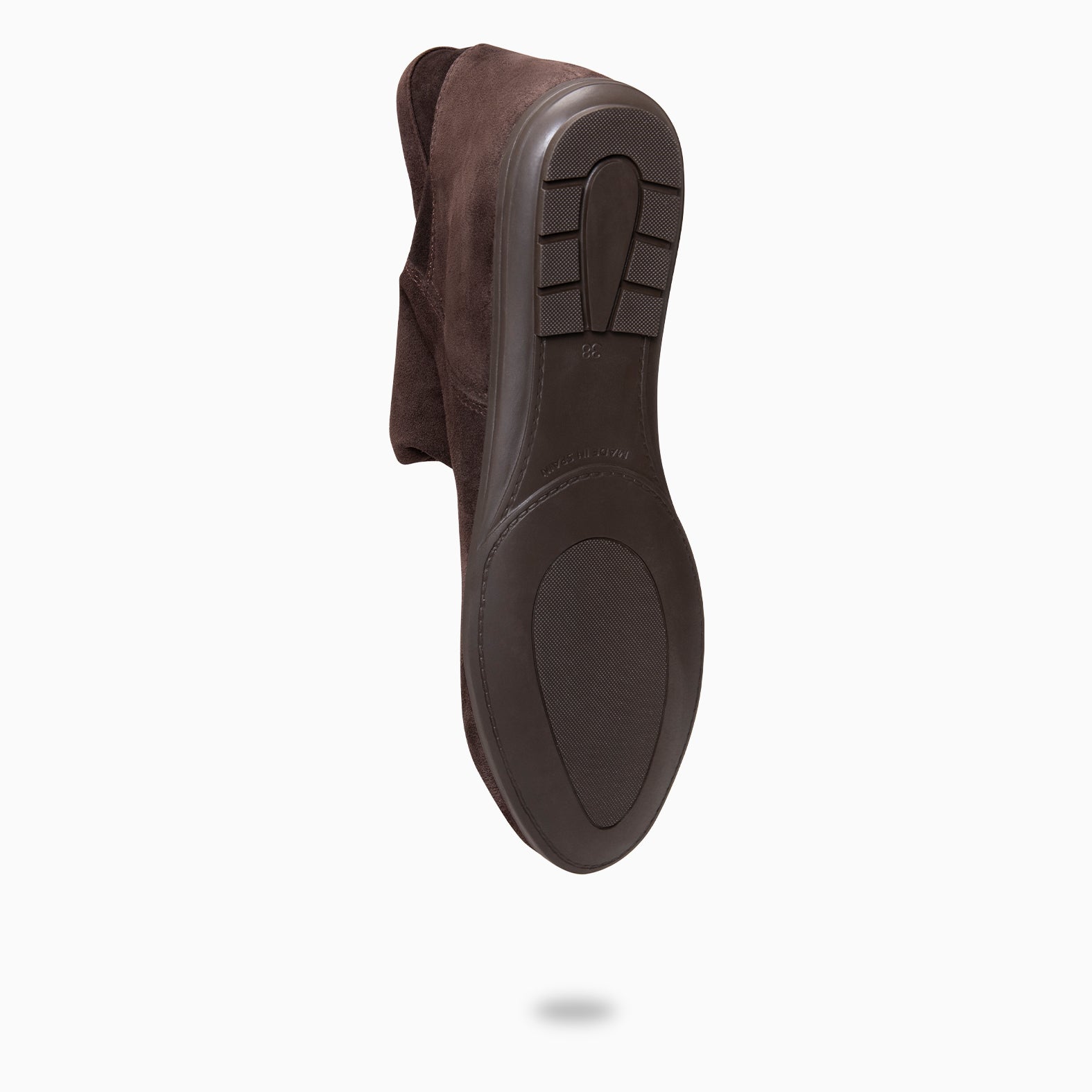 CHESS - BROWN Suede ankle boots with a ruched shaft