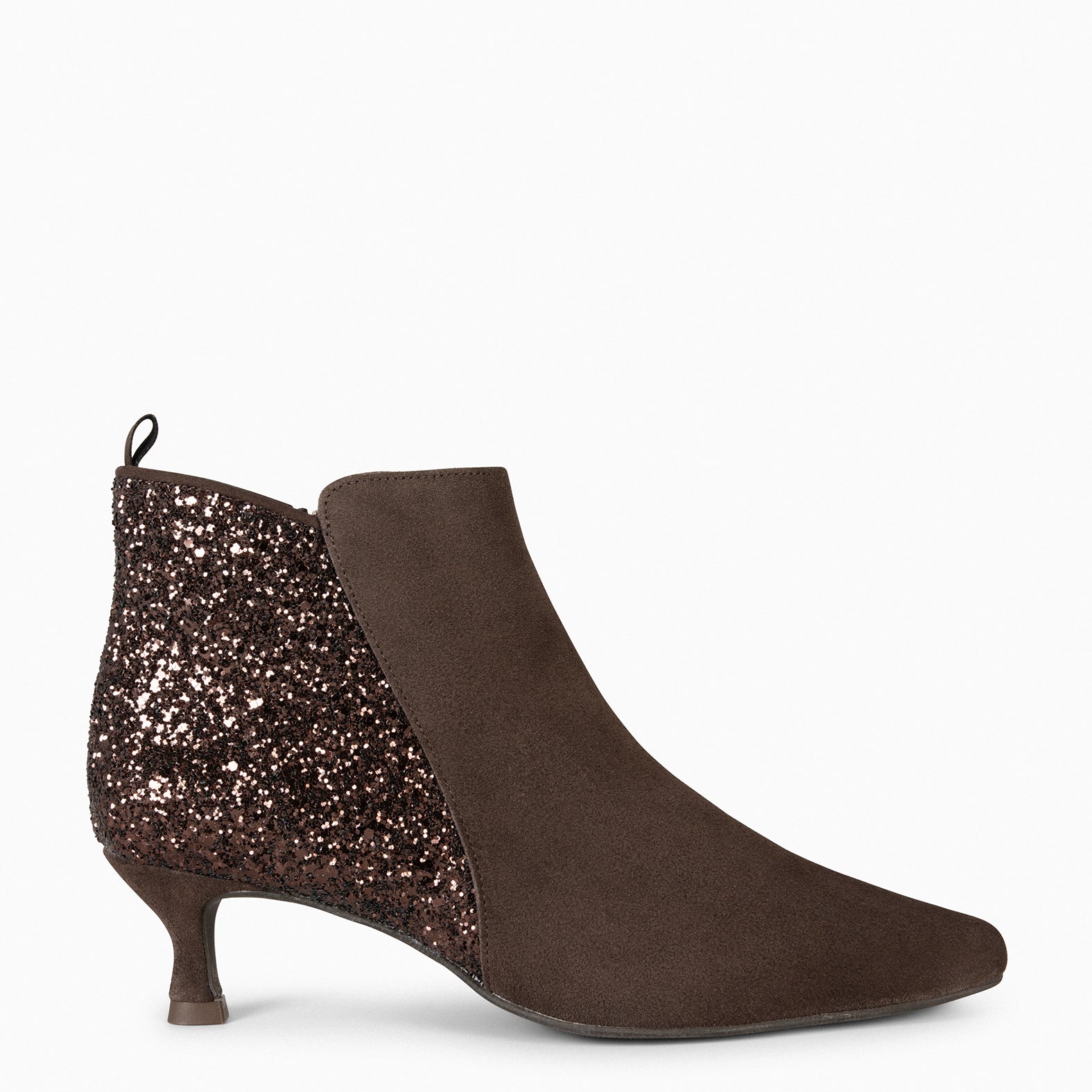 ROYAL GLITTER – BROWN Low-heel booties