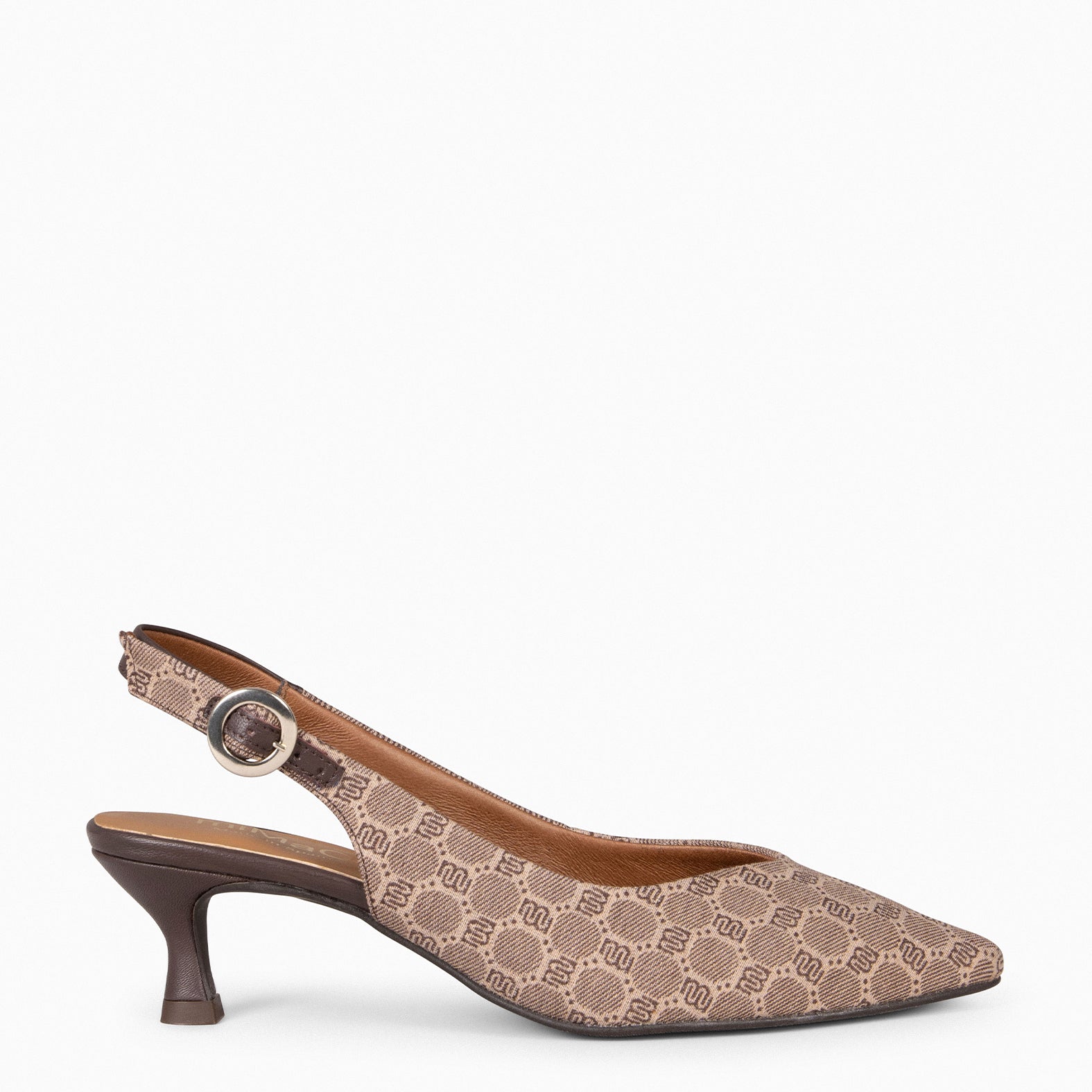 ANGIE – Slingbacks à petit talon kitten MARRON