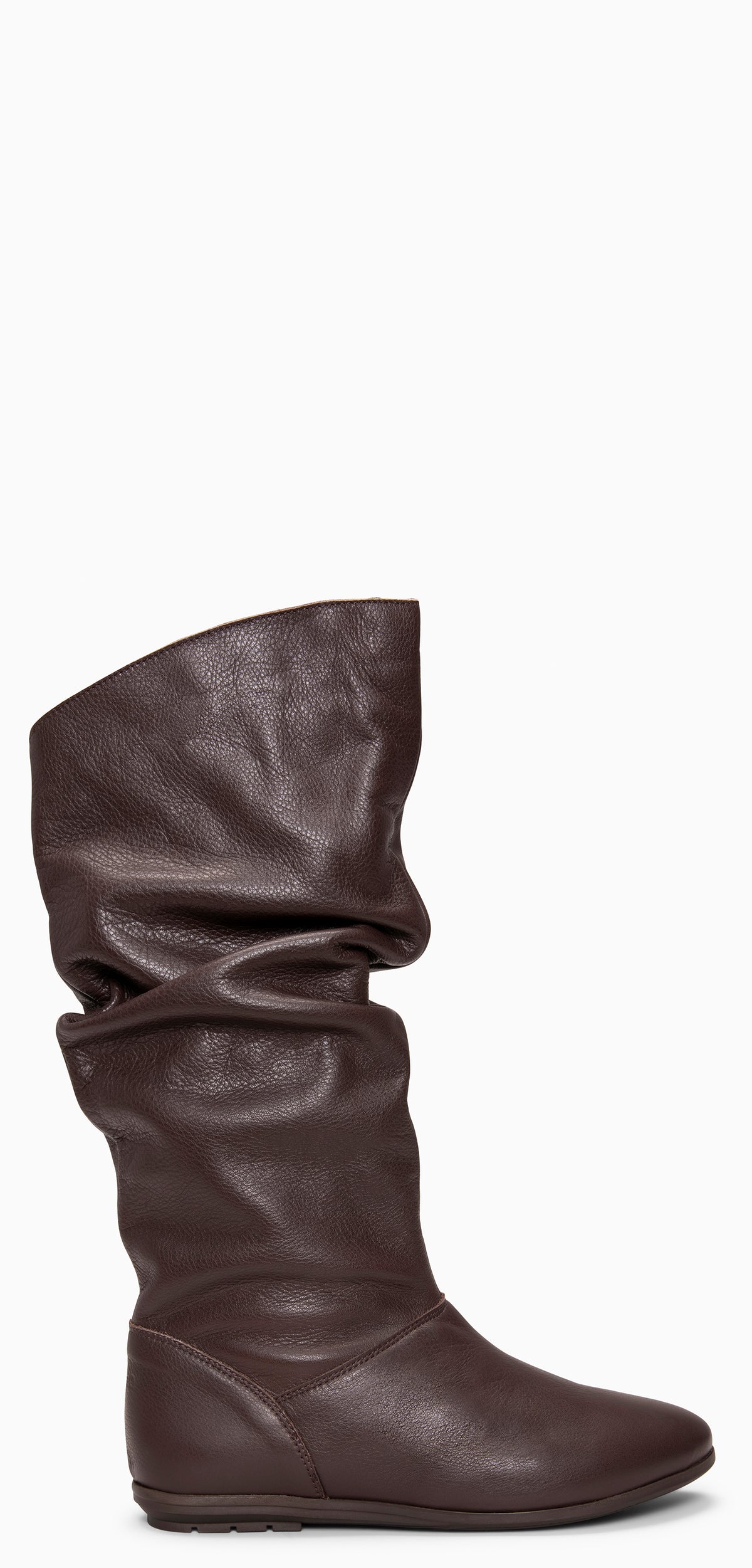 FIONA - Bottes plissées en cuir MARRON