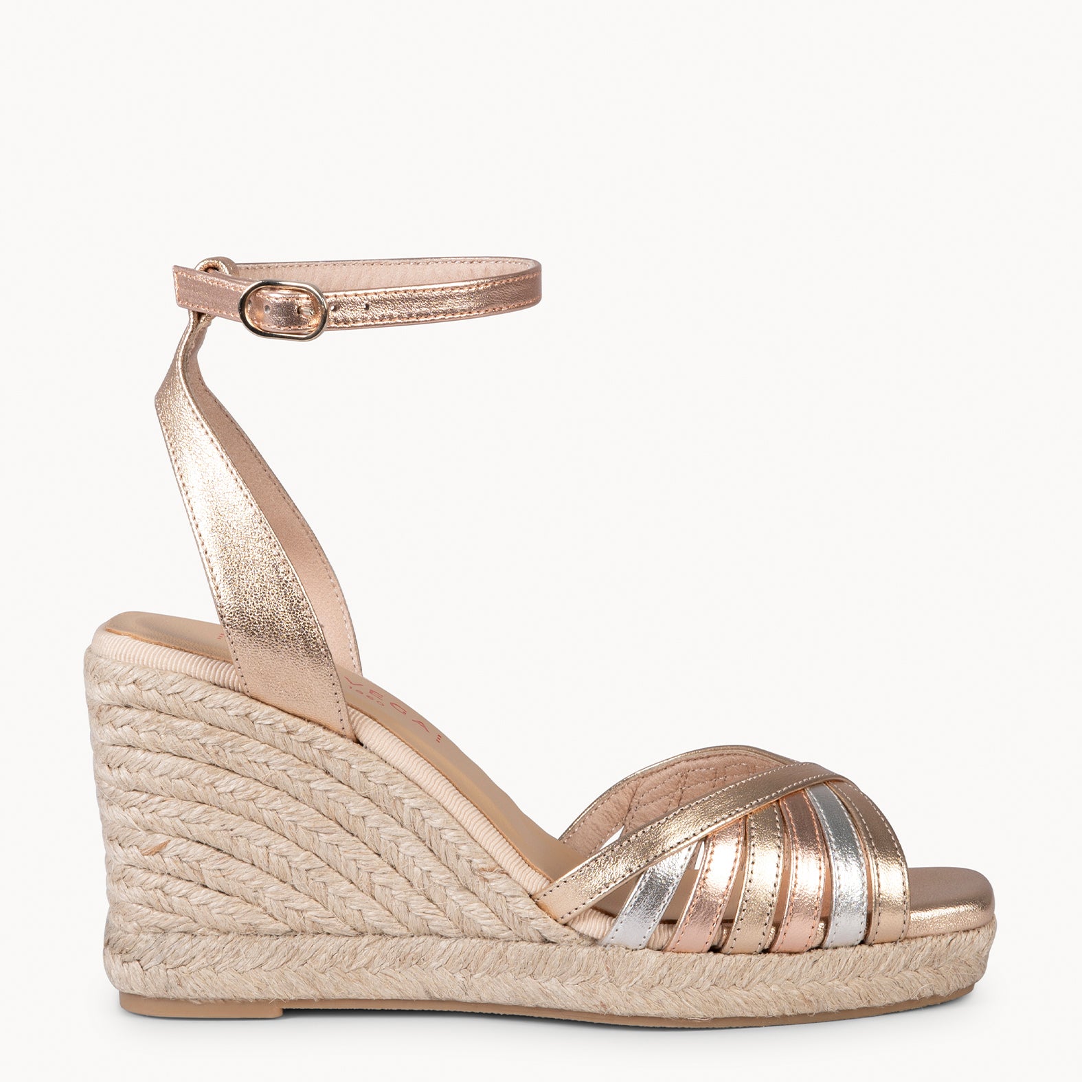 ISABEL - METAL Wedge sandals with cross straps