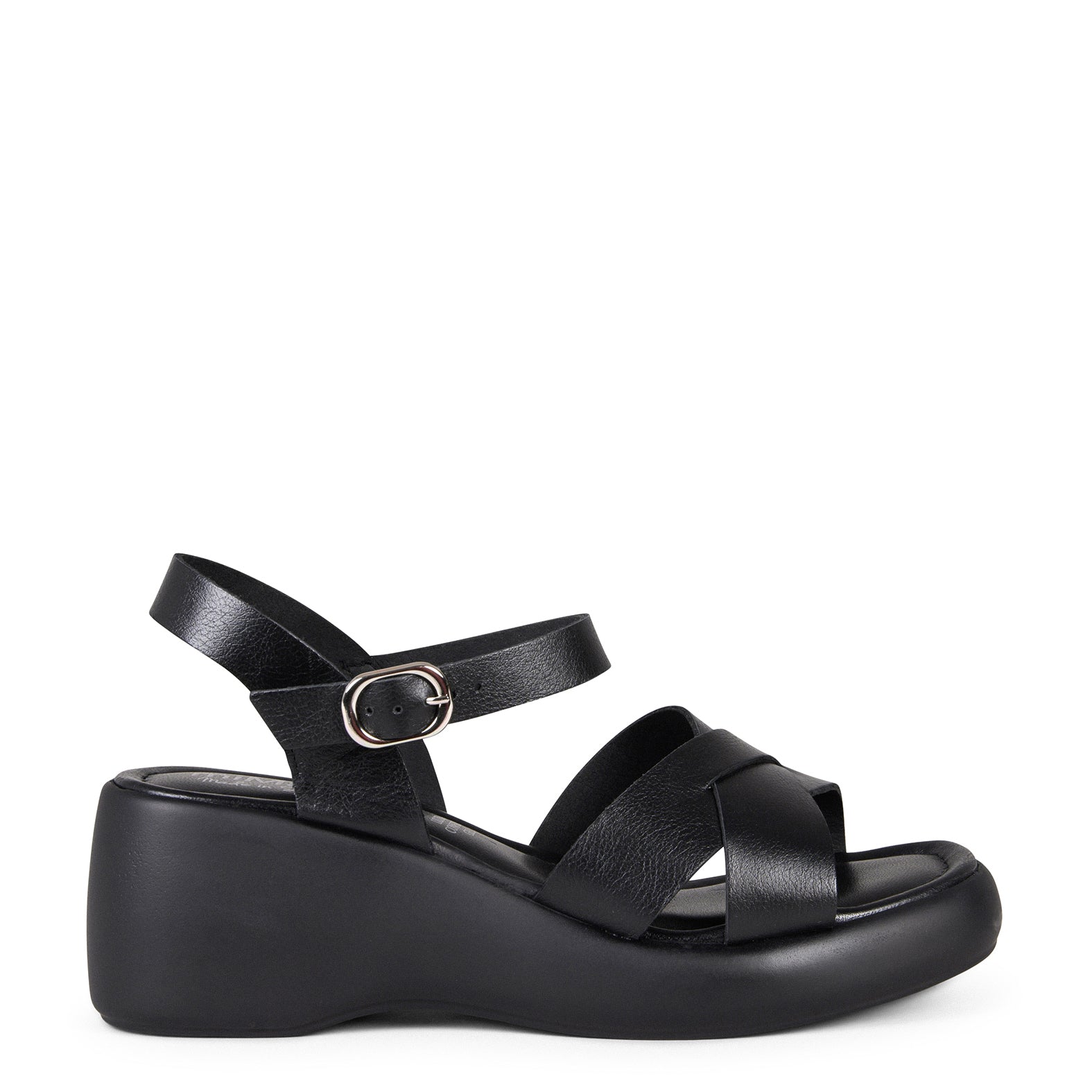 CARLOTA – BLACK WEDGE SANDAL WITH PLATFORM