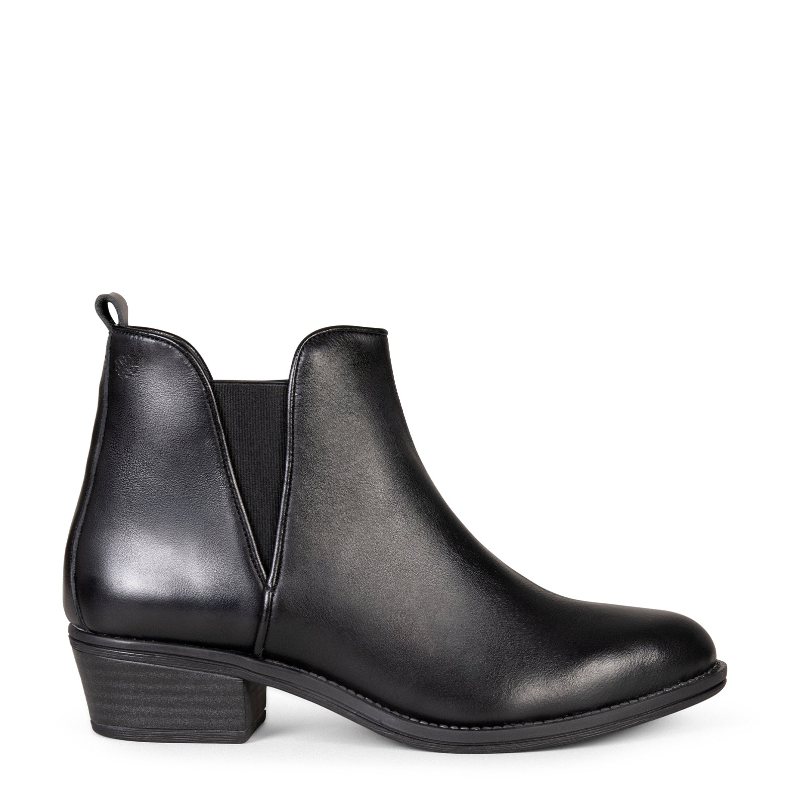 BASIC – Bottines à petit talon en cuir NOIR