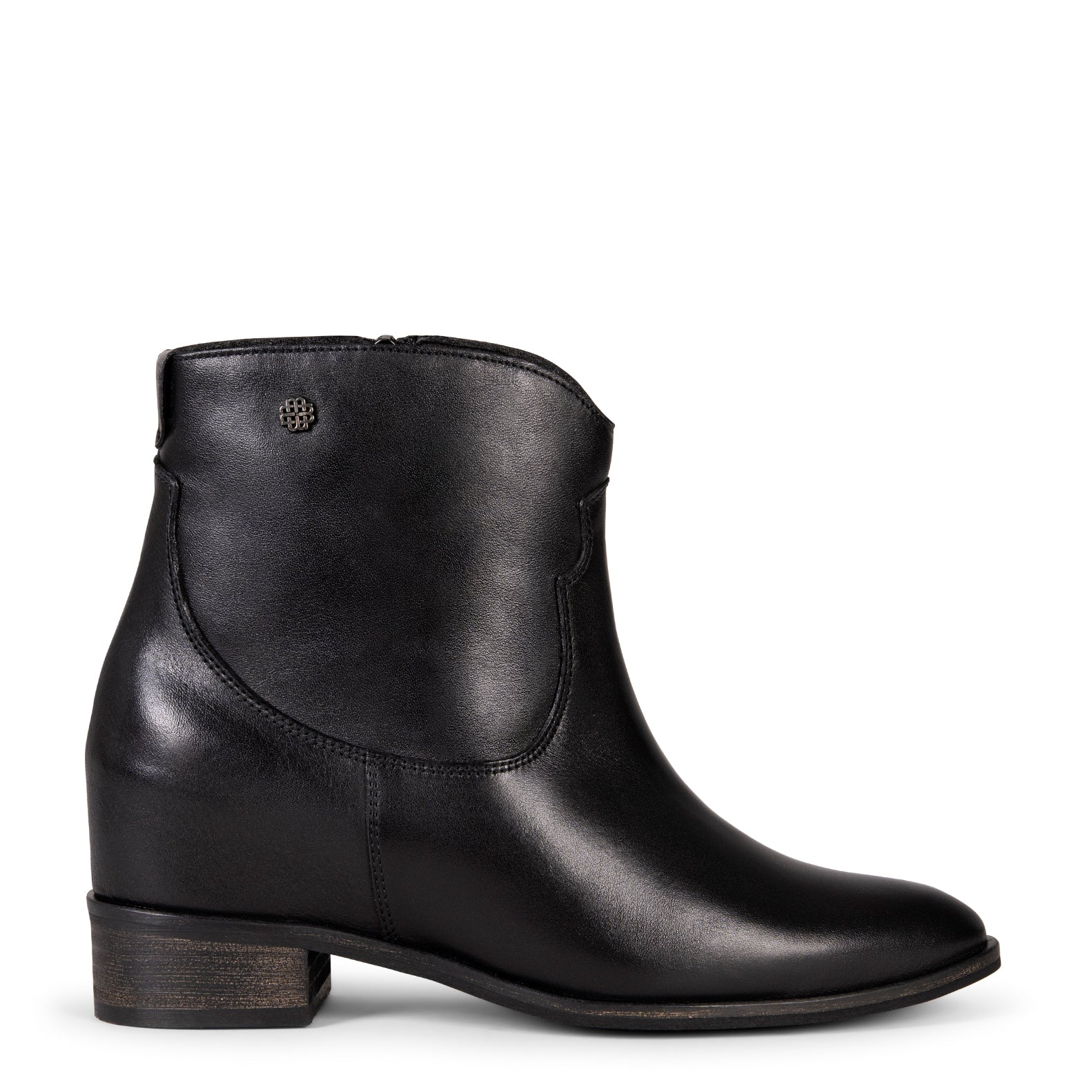 JESSY – Bottines à talon intérieur compensé en cuir NOIR