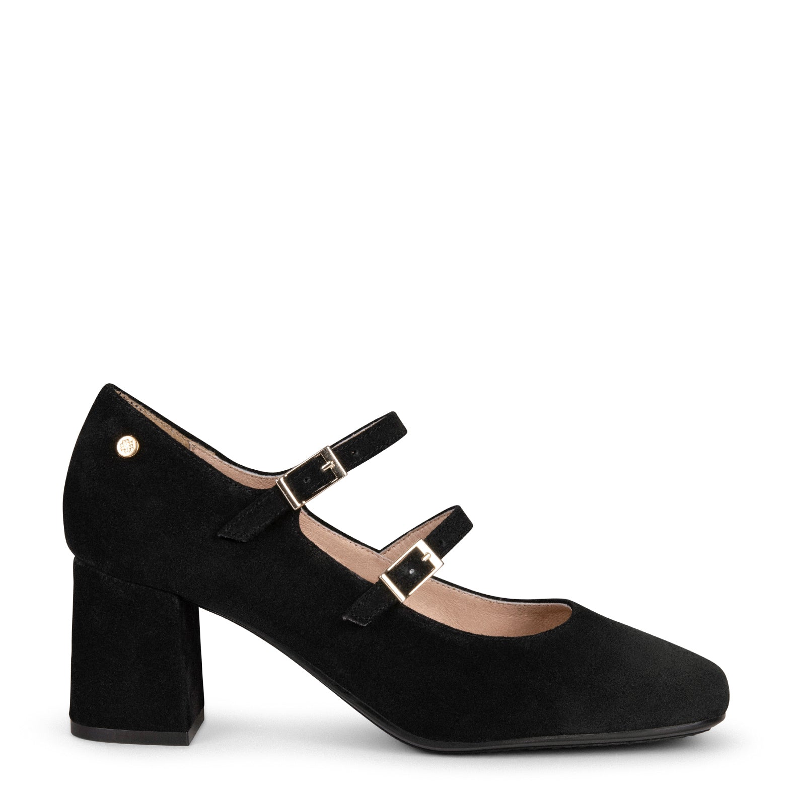 FEBRIS – BLACK leather heel with straps
