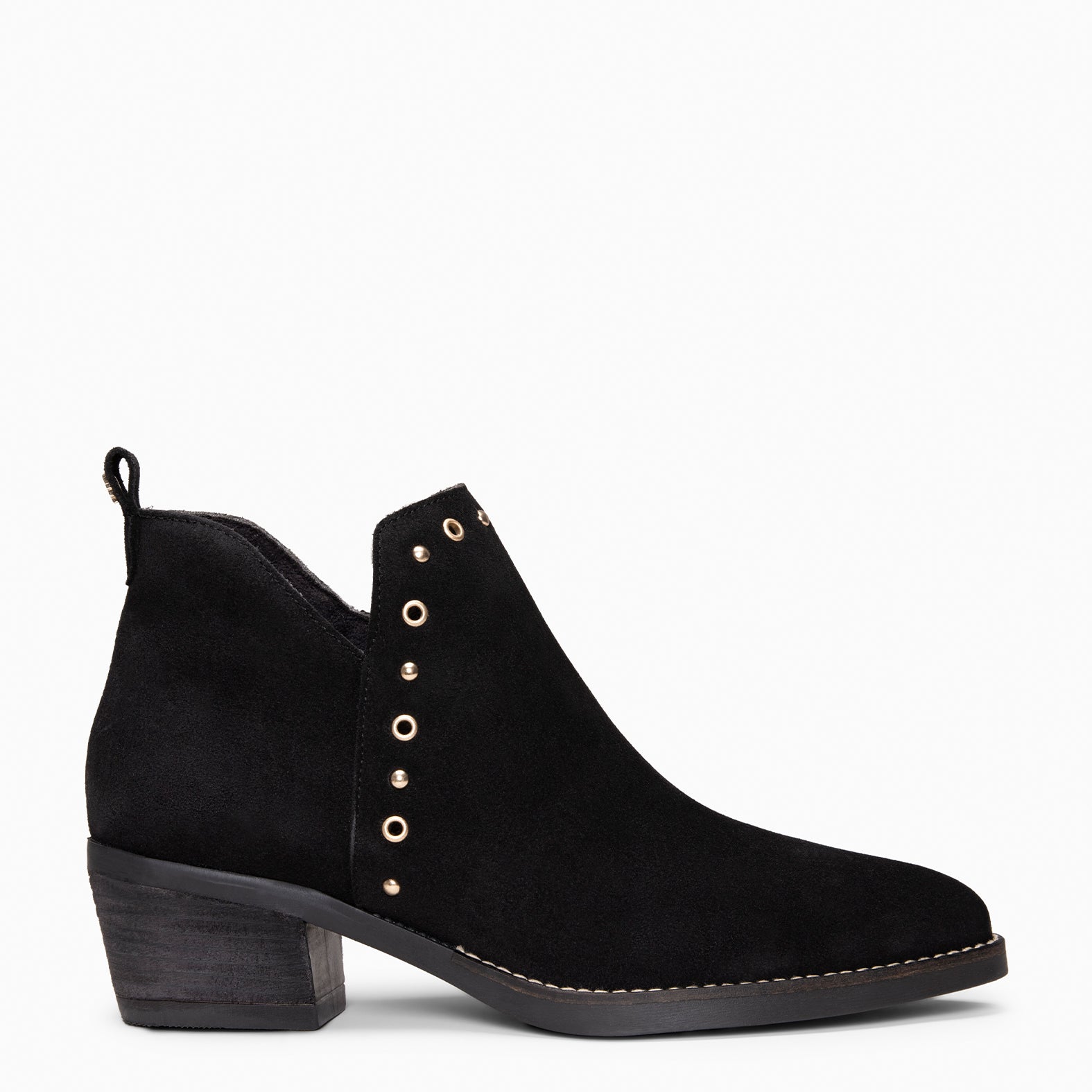 MILES - BLACK Low ankle boot with studs