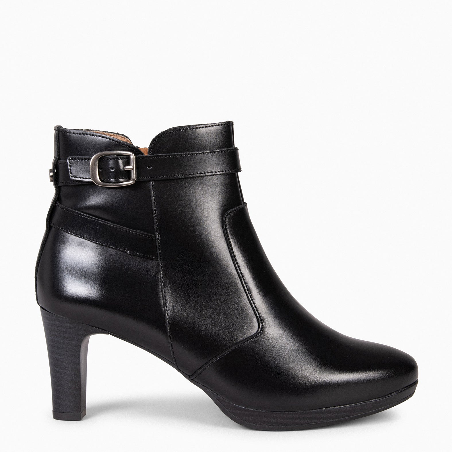 MILAN – BLACK Booties with heel and strap