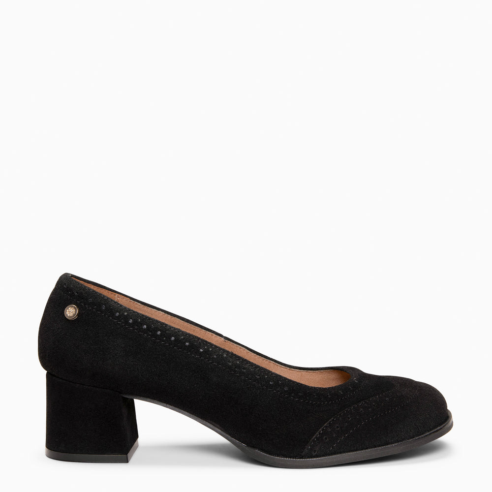 Zapatos De Tacón Ancho Para Mujer - Salón De Piel Con Plantilla De Gel, 8 Cm Tacón, Fabricados En España, Cómodos Para Oficina Y Diario