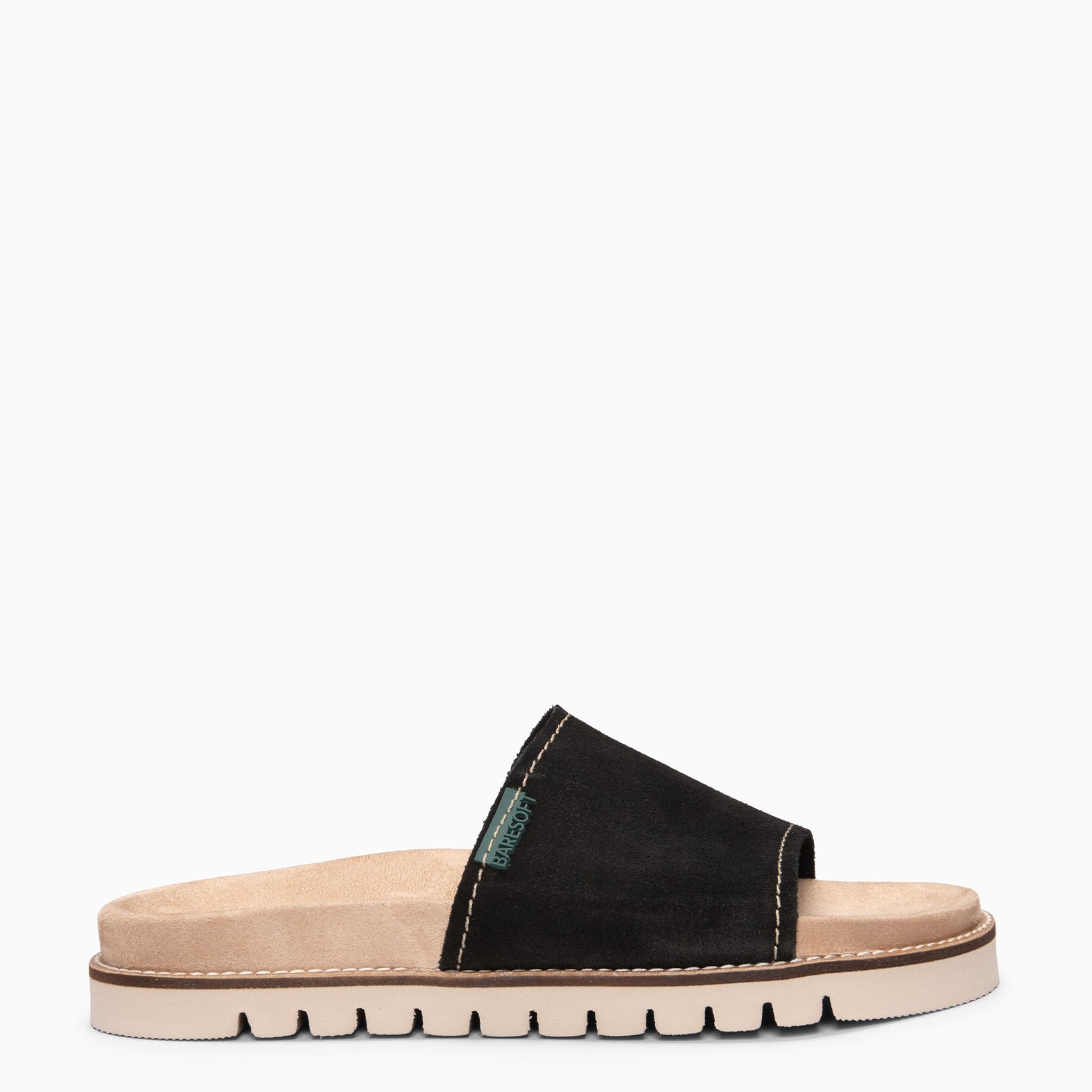 CUBA - Sandalias tipo pala de serraje NEGRO
