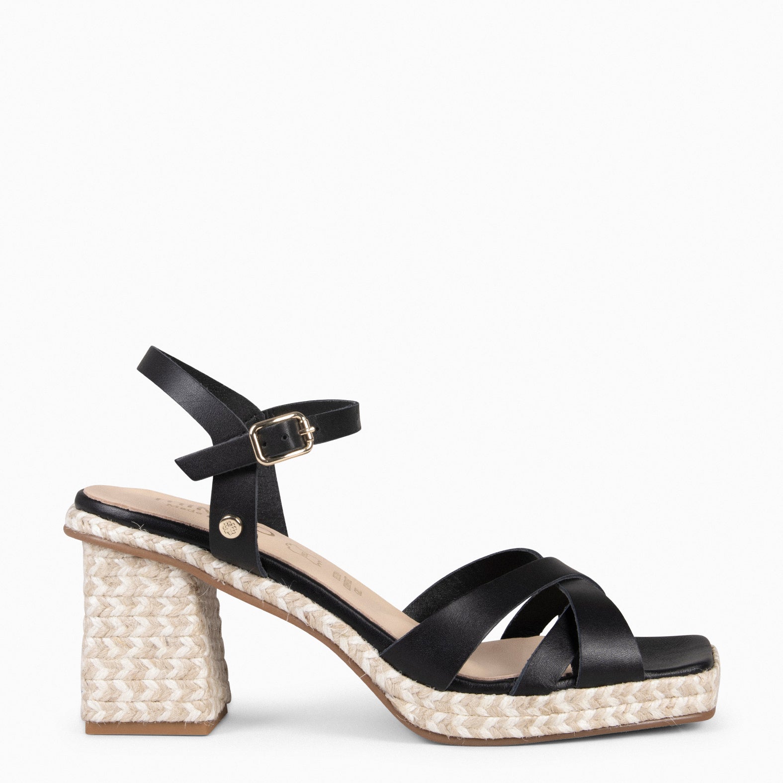 ANNA - BLACK Sandals with heel and platform