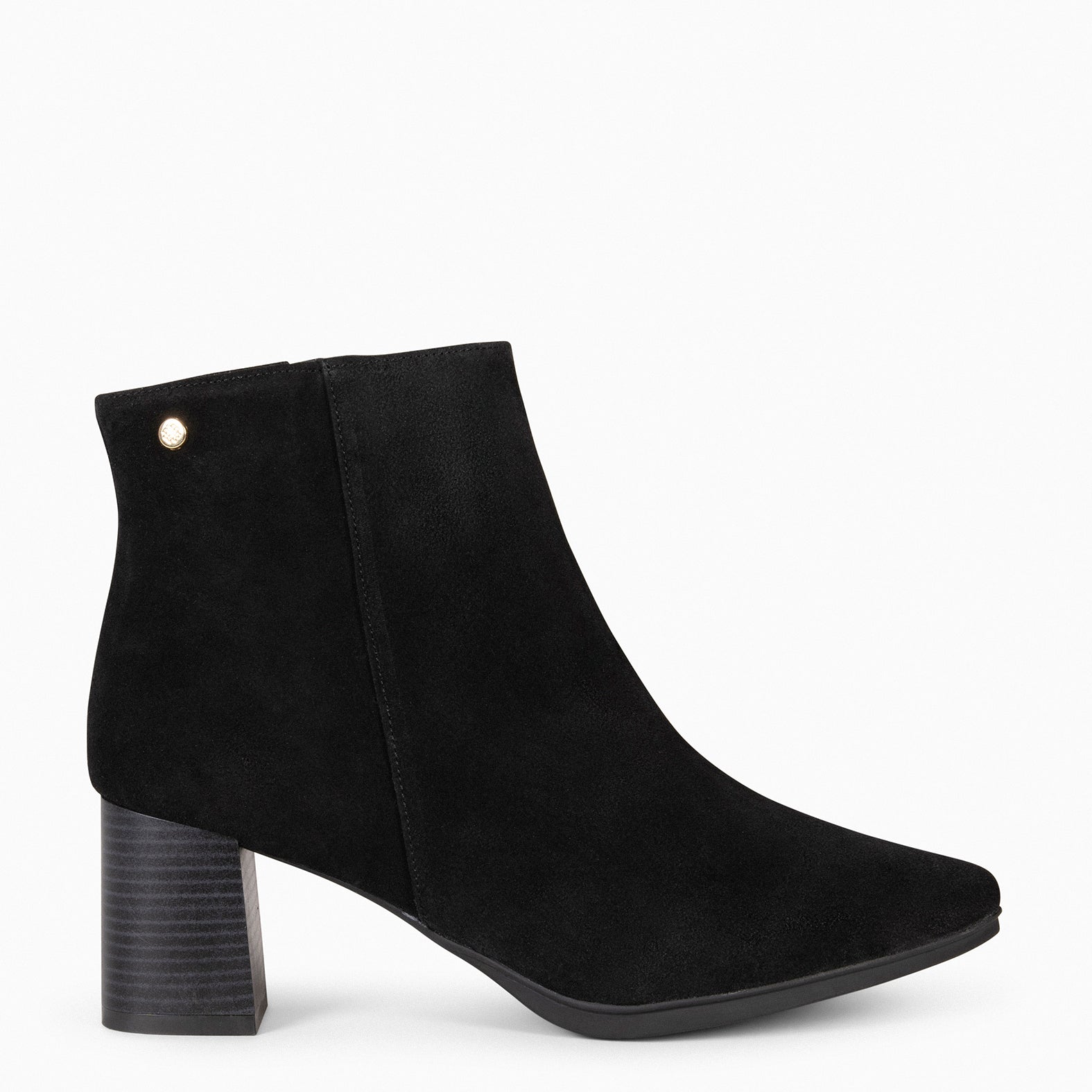 CITY – Bottines en daim à talon large NOIR