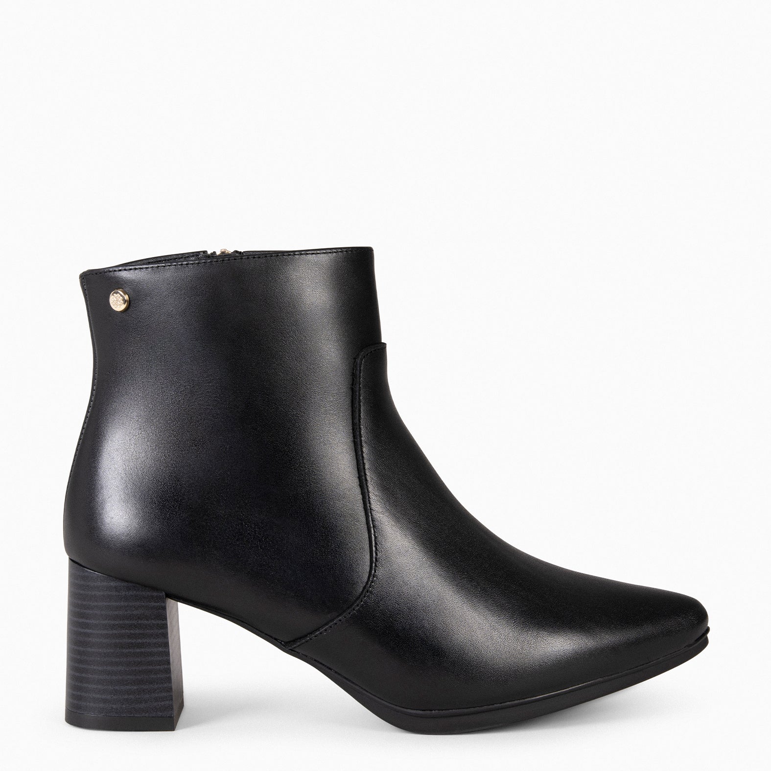 TURIN – BLACK Booties with wide heel and fine toe