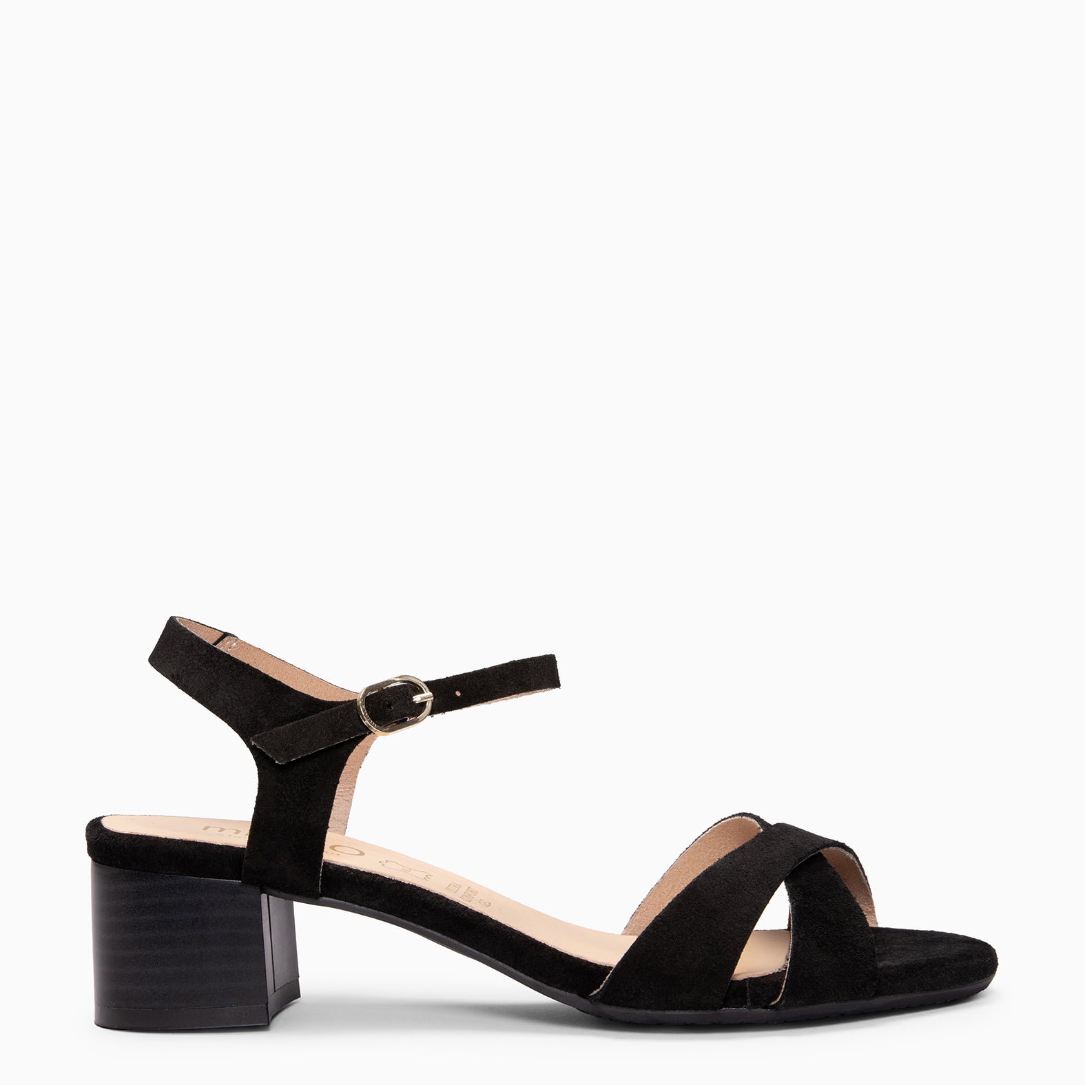 ORIANA - Sandálias de tacão em camurça PRETO