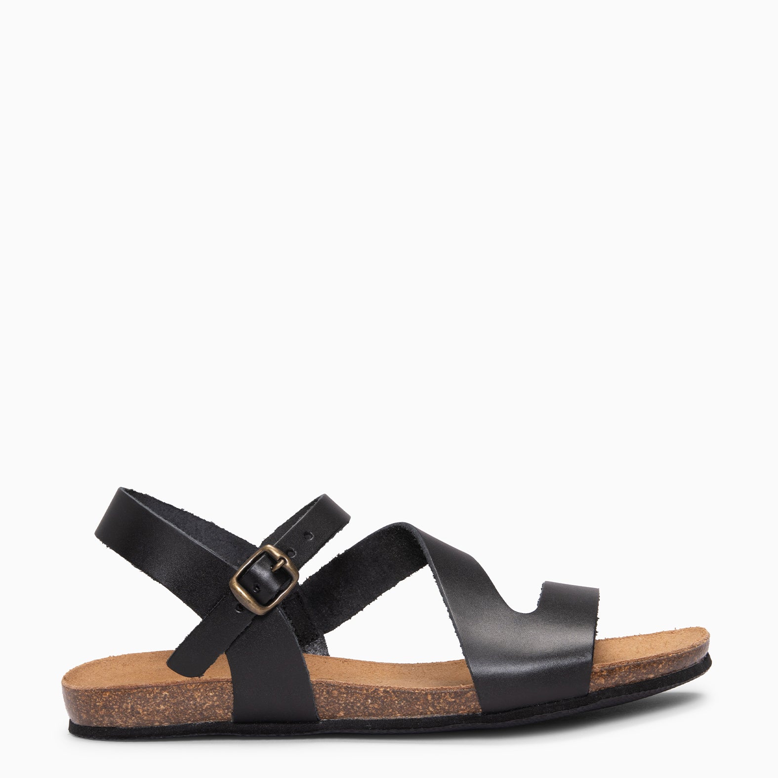 LIS - Sandalias BIO de piel de Vaquetilla NEGRO