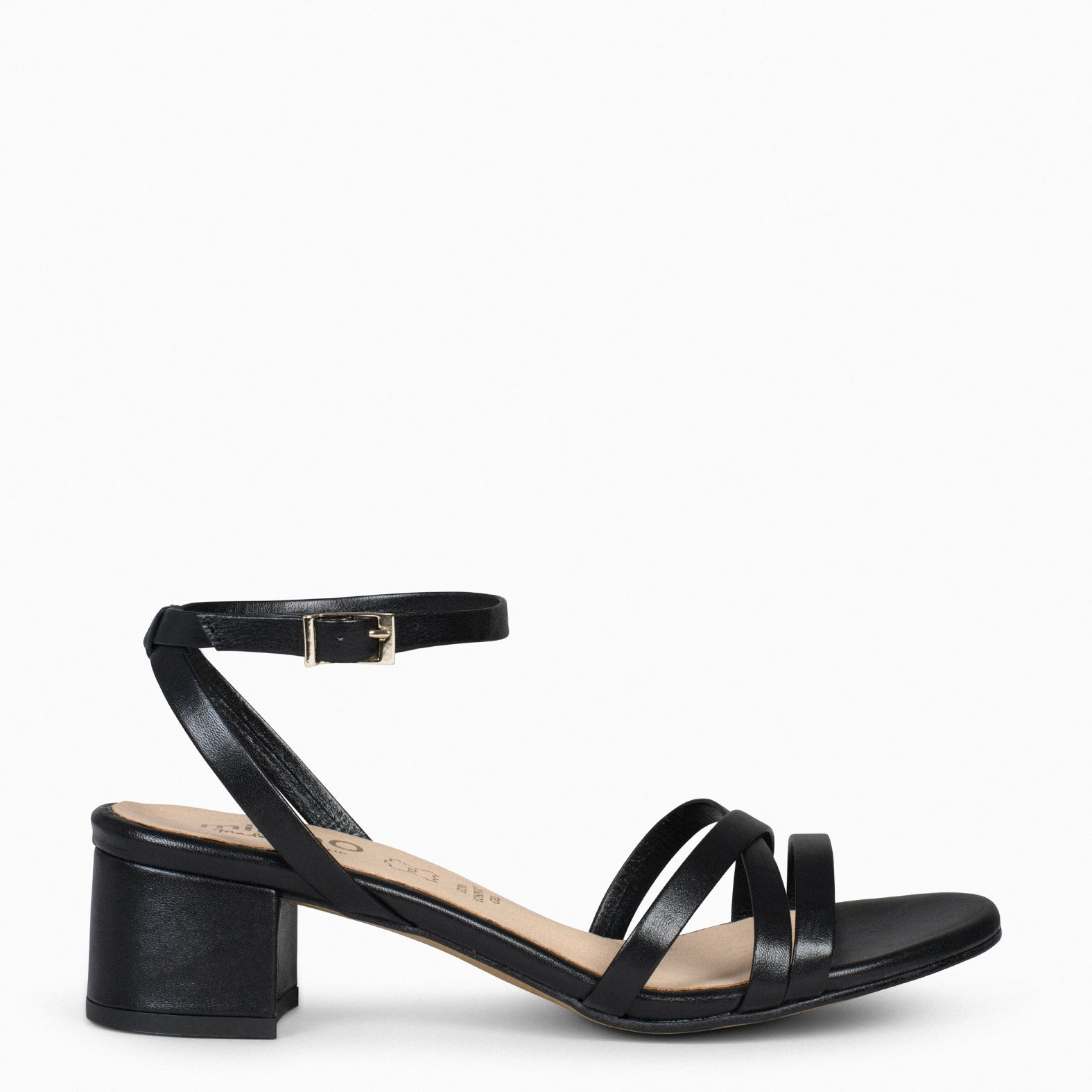 VIENA – BLACK SANDAL WITH THIN STRAPS AND LOW HEEL