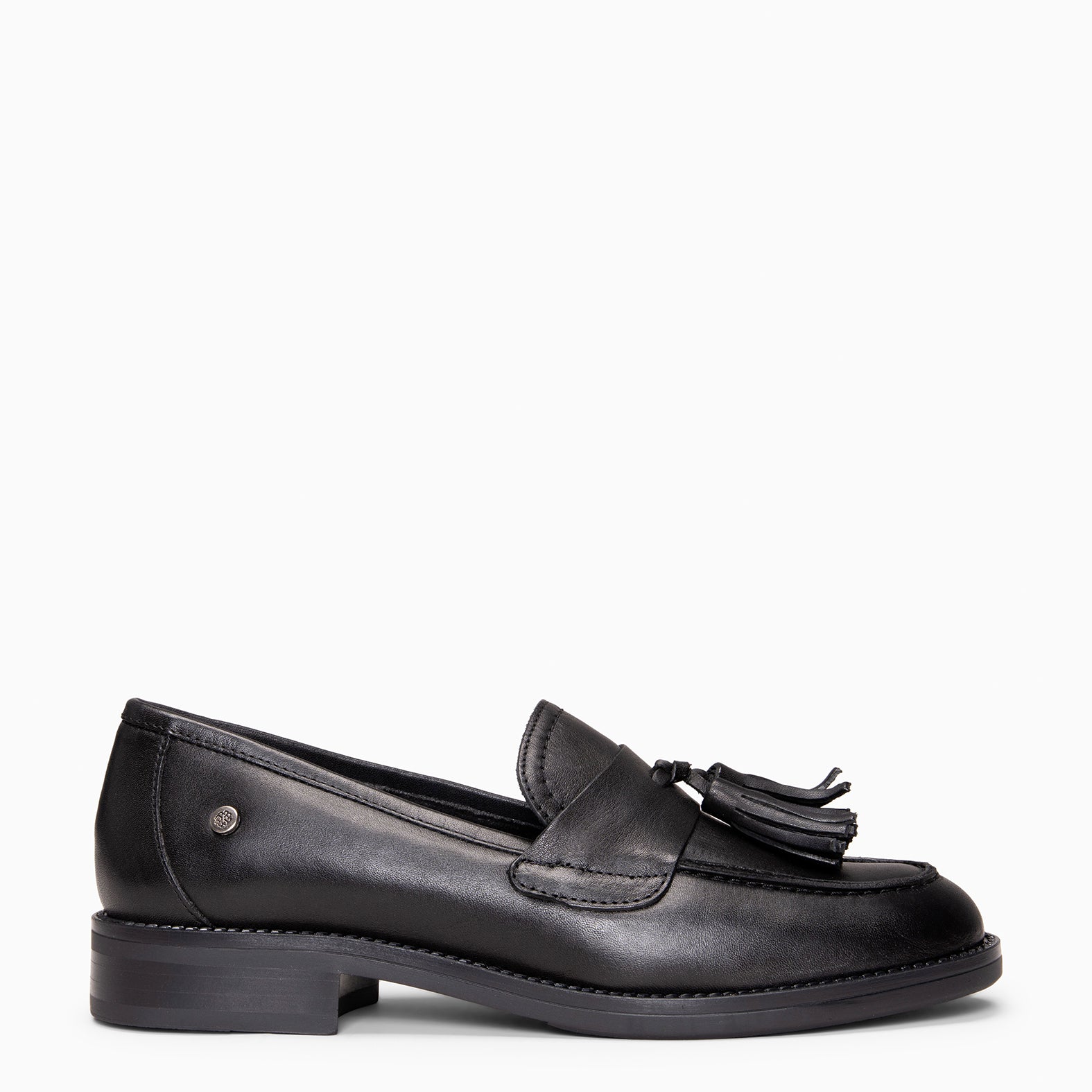 NARA - Mocasín de piel con borlas NEGRO