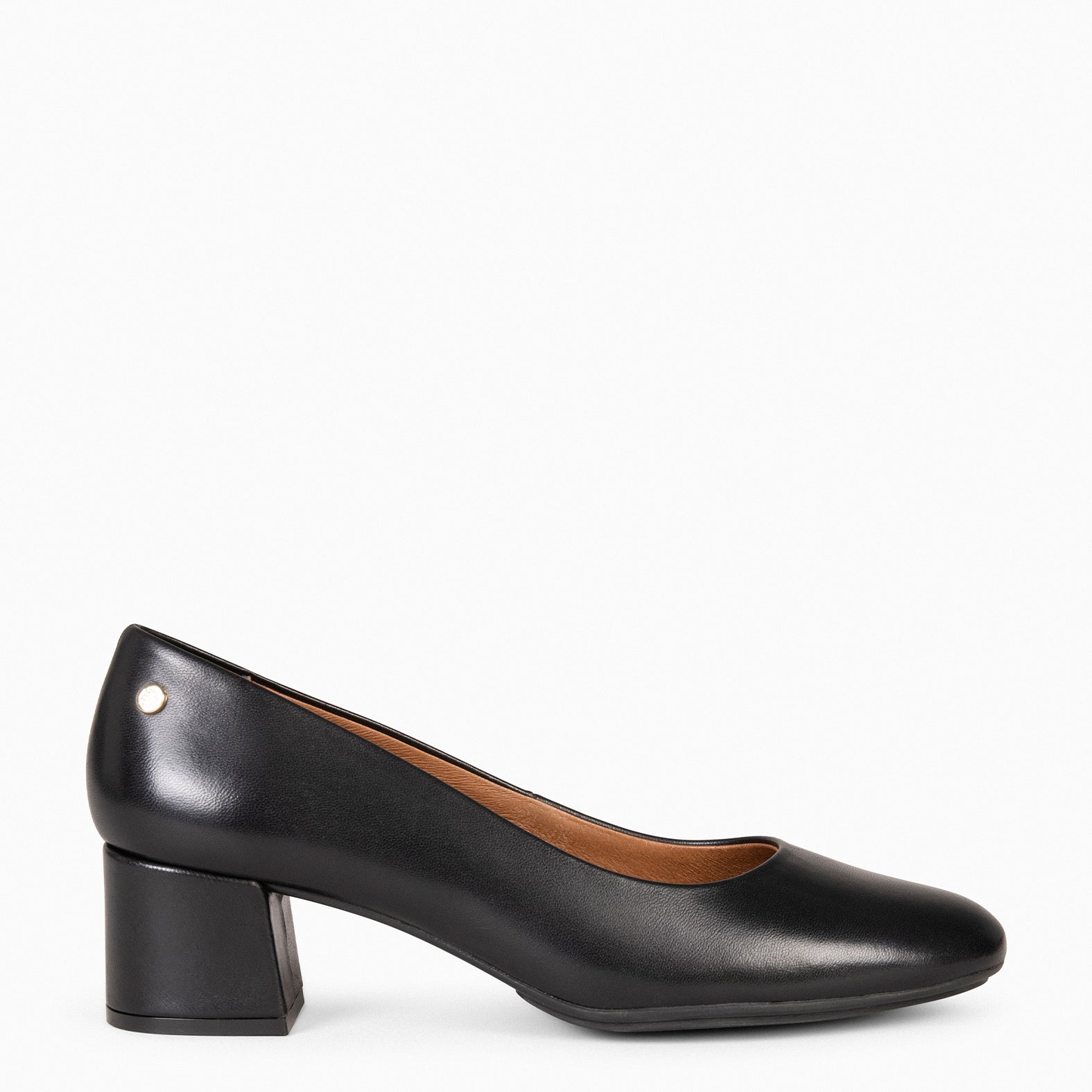 URBAN ROUND – BLACK nappa leather low heels