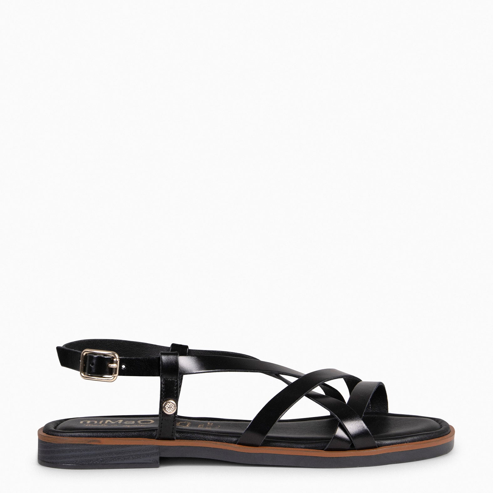 ELVA - BLACK Elegant Flat Sandals 