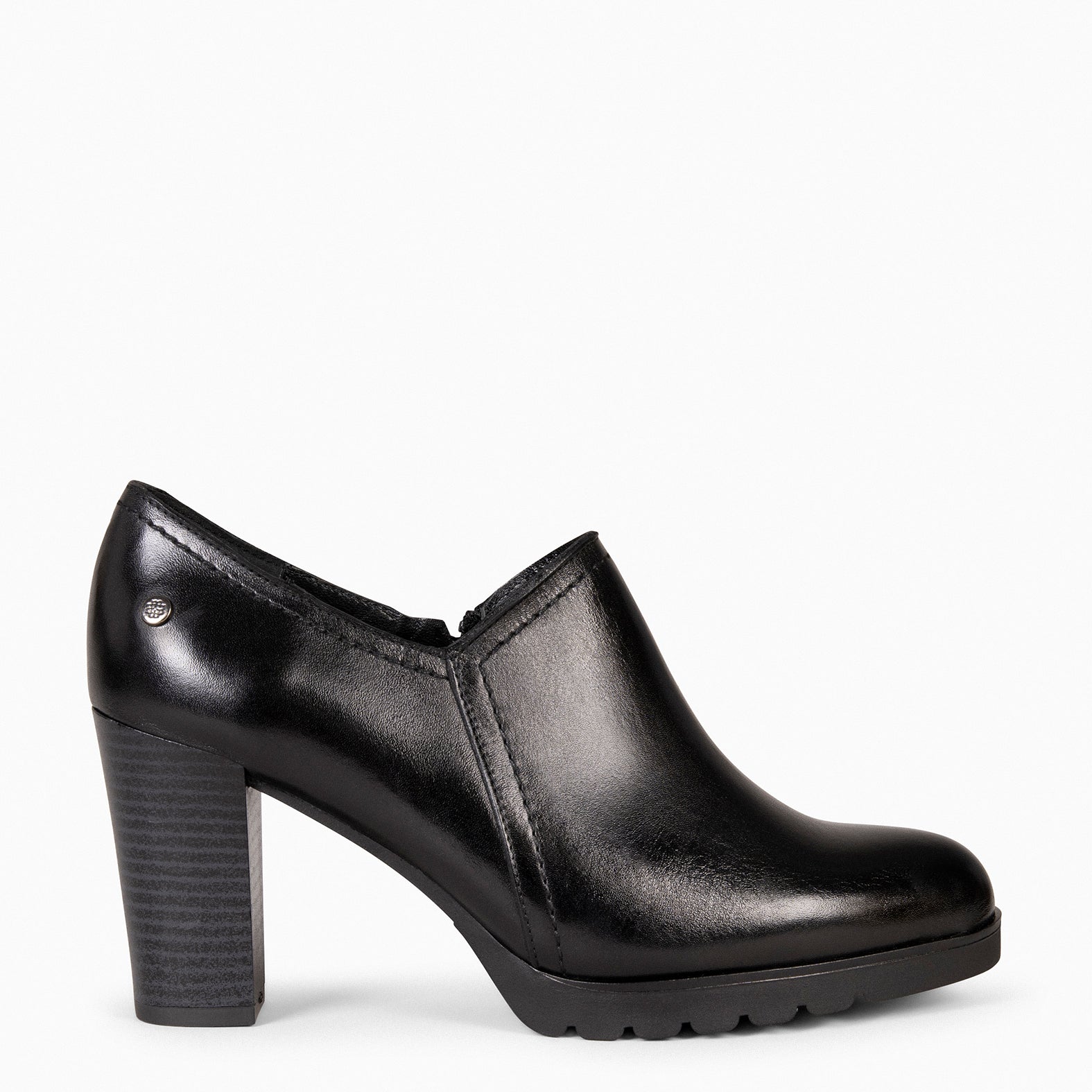 DAYANA – Bottines à talon haut en cuir NOIR