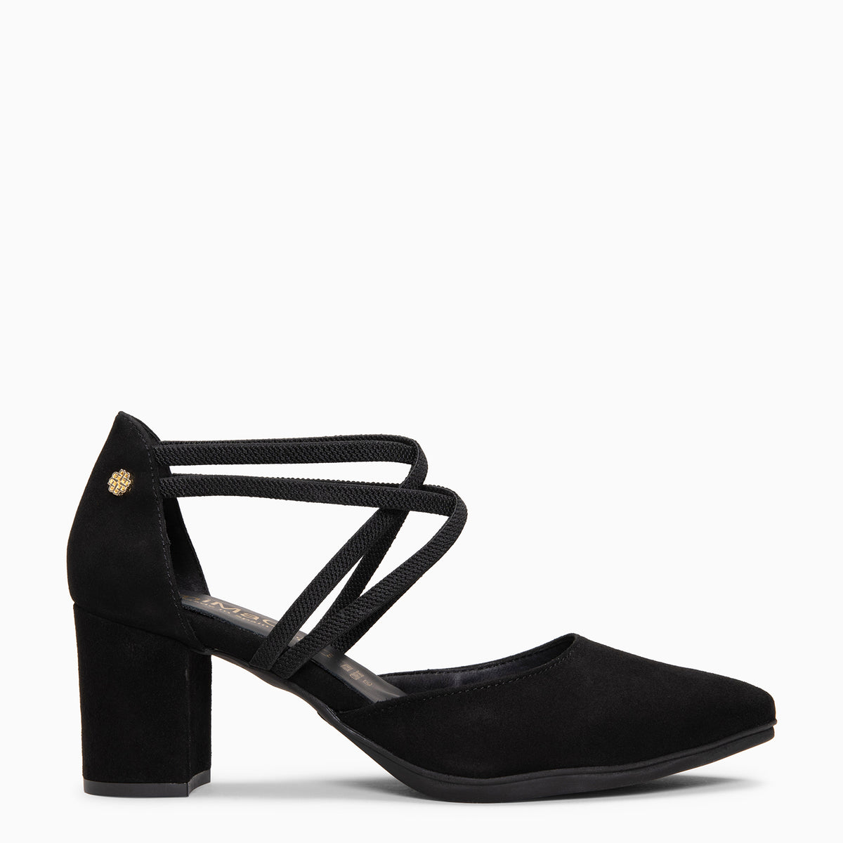 CINDY - BLACK Heeled shoes with crossed elastic straps