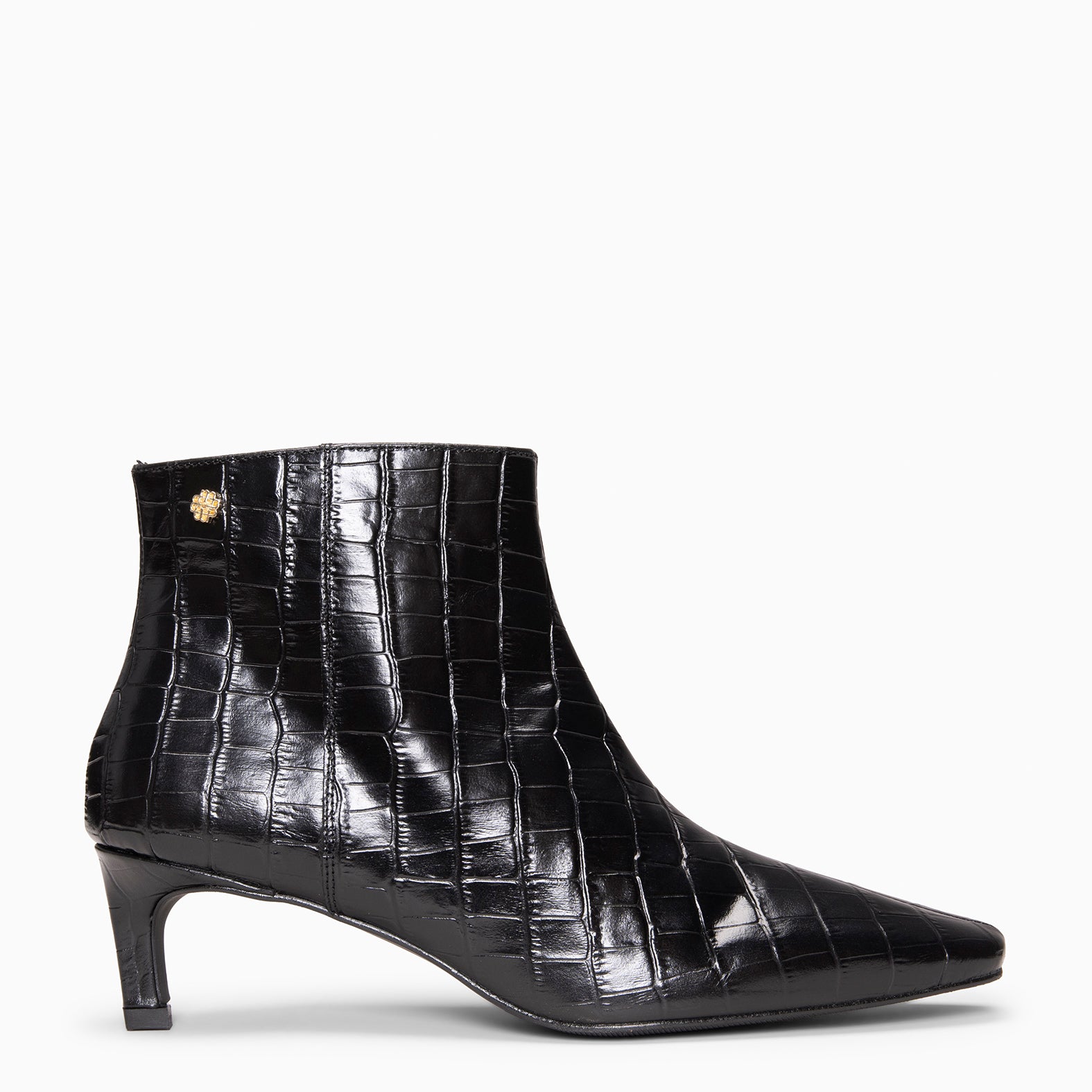 DUNDY - Botines de tacón fino en piel NEGRO