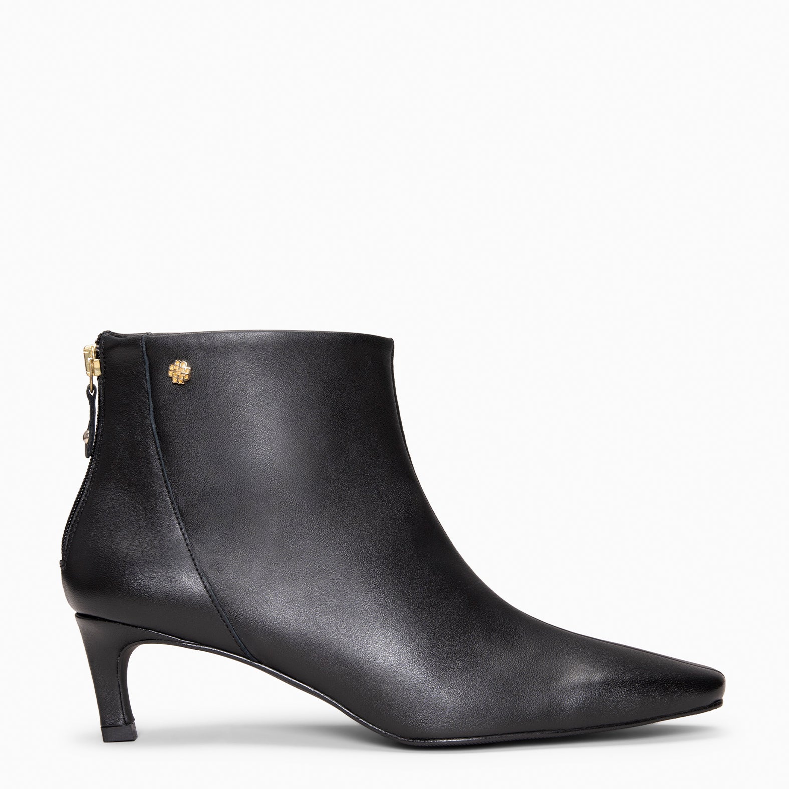 LUISA - BLACK leather kitten heel ankle boots with zip