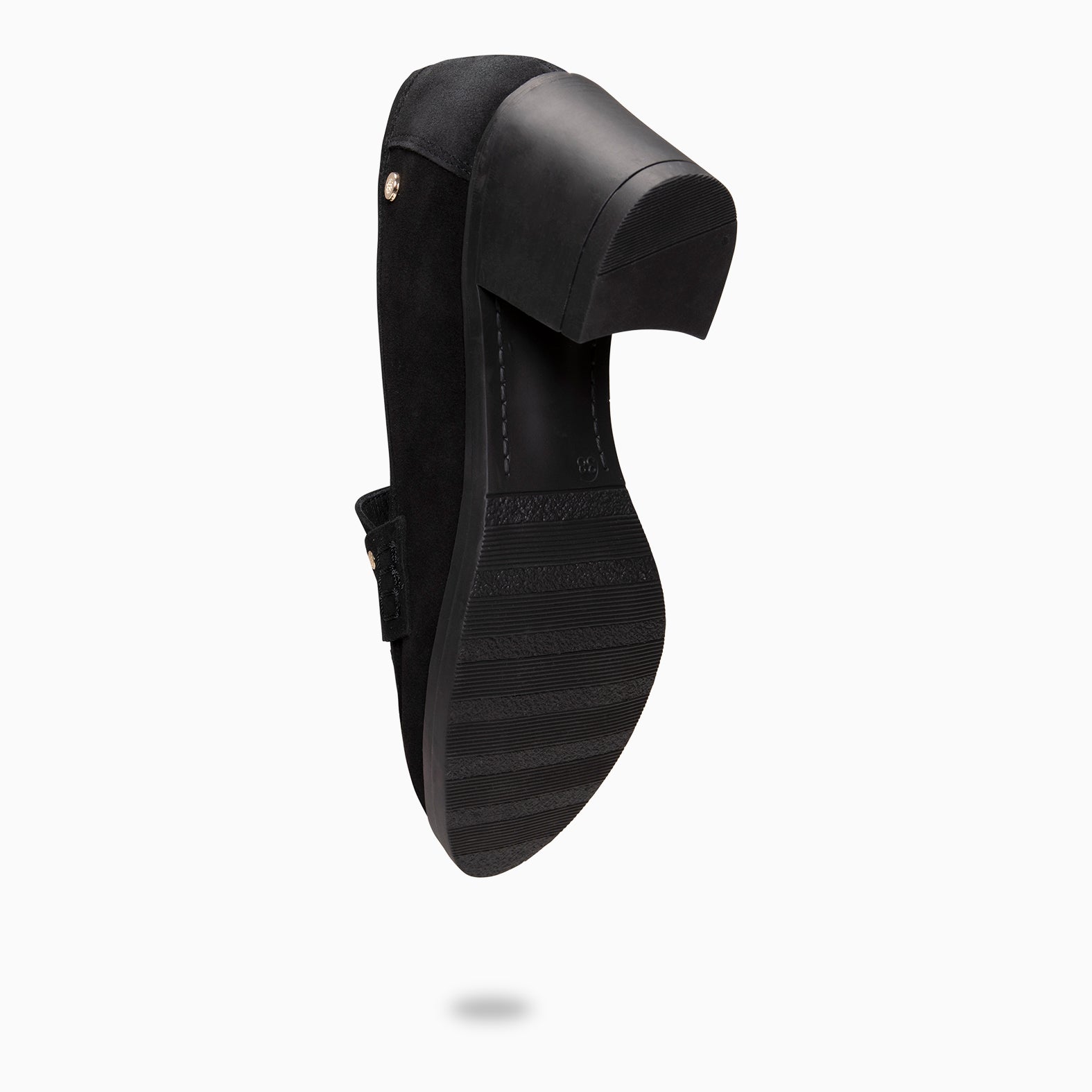 LATTÉ  – BLACK Mid Heel Moccasins