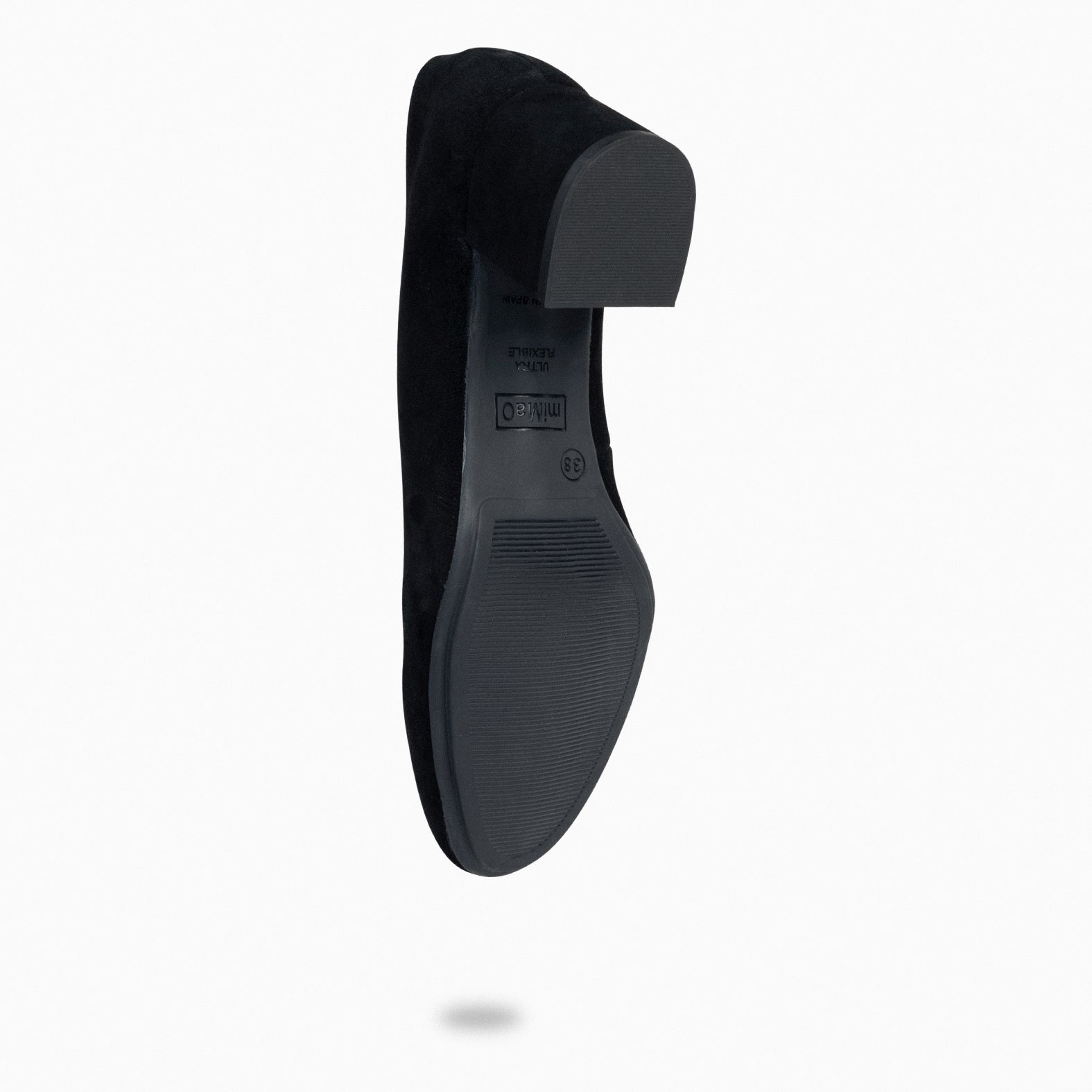 URBAN ROUND – BLACK suede leather low heels