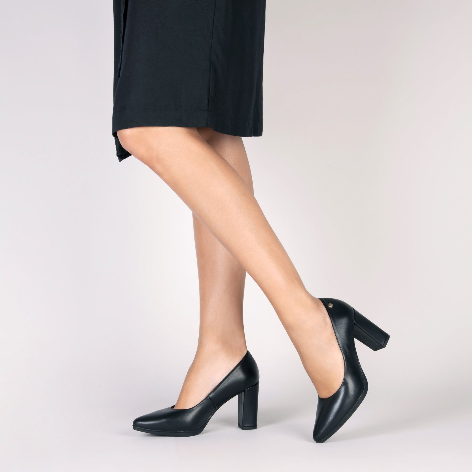 URBAN SALON –  BLACK nappa leather high heel