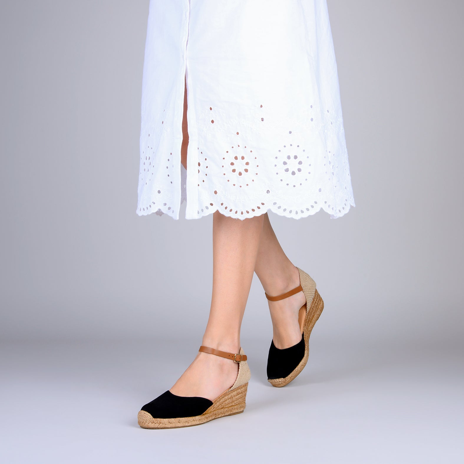 ALTEA - Espadrilles à talon compensé NOIR