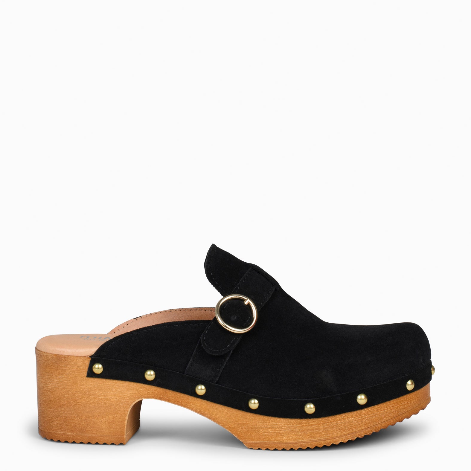 NIZA –  BLACK mules with heel and platform